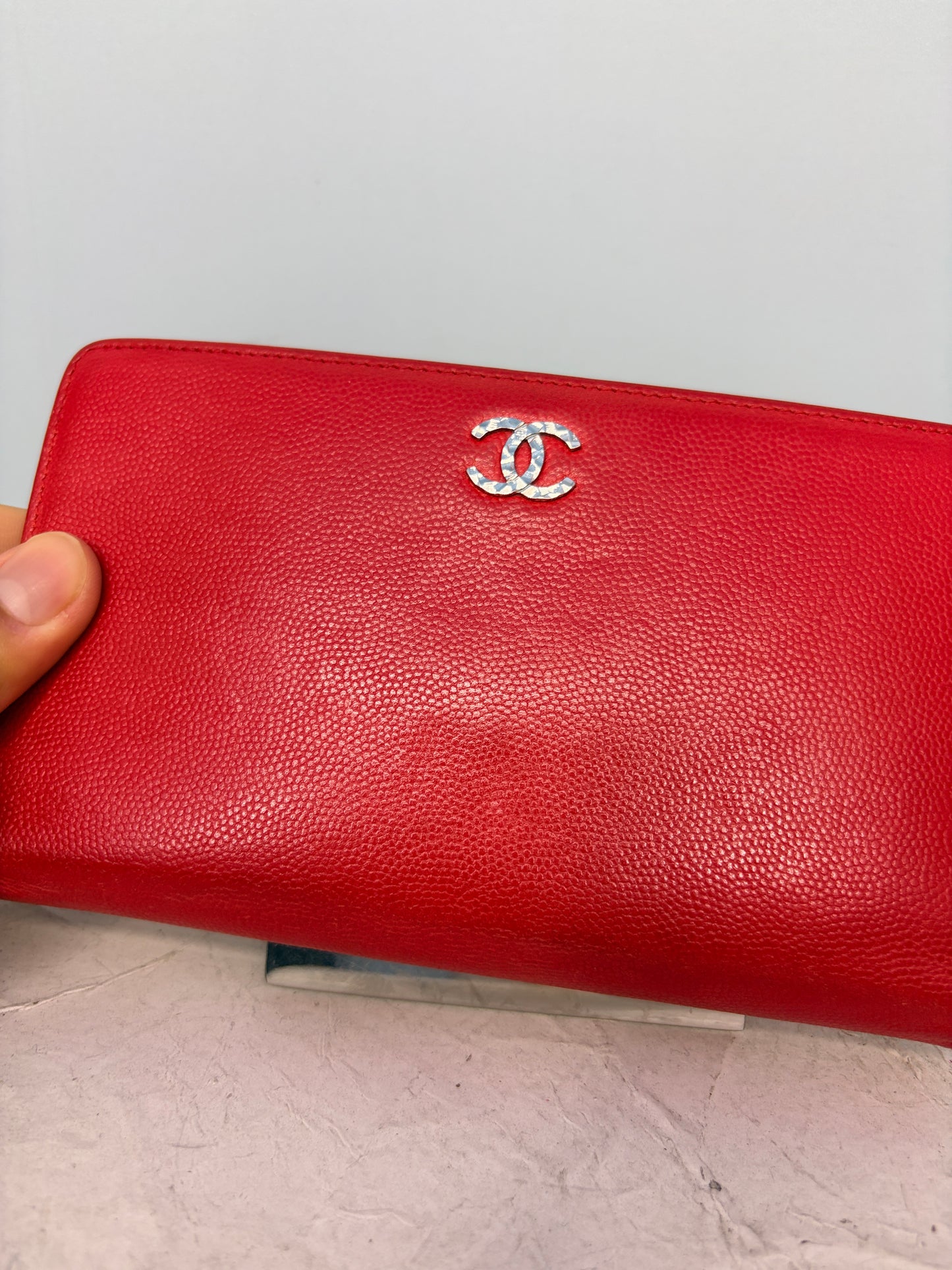 Chanel Long Wallet in Red Caviar Leather