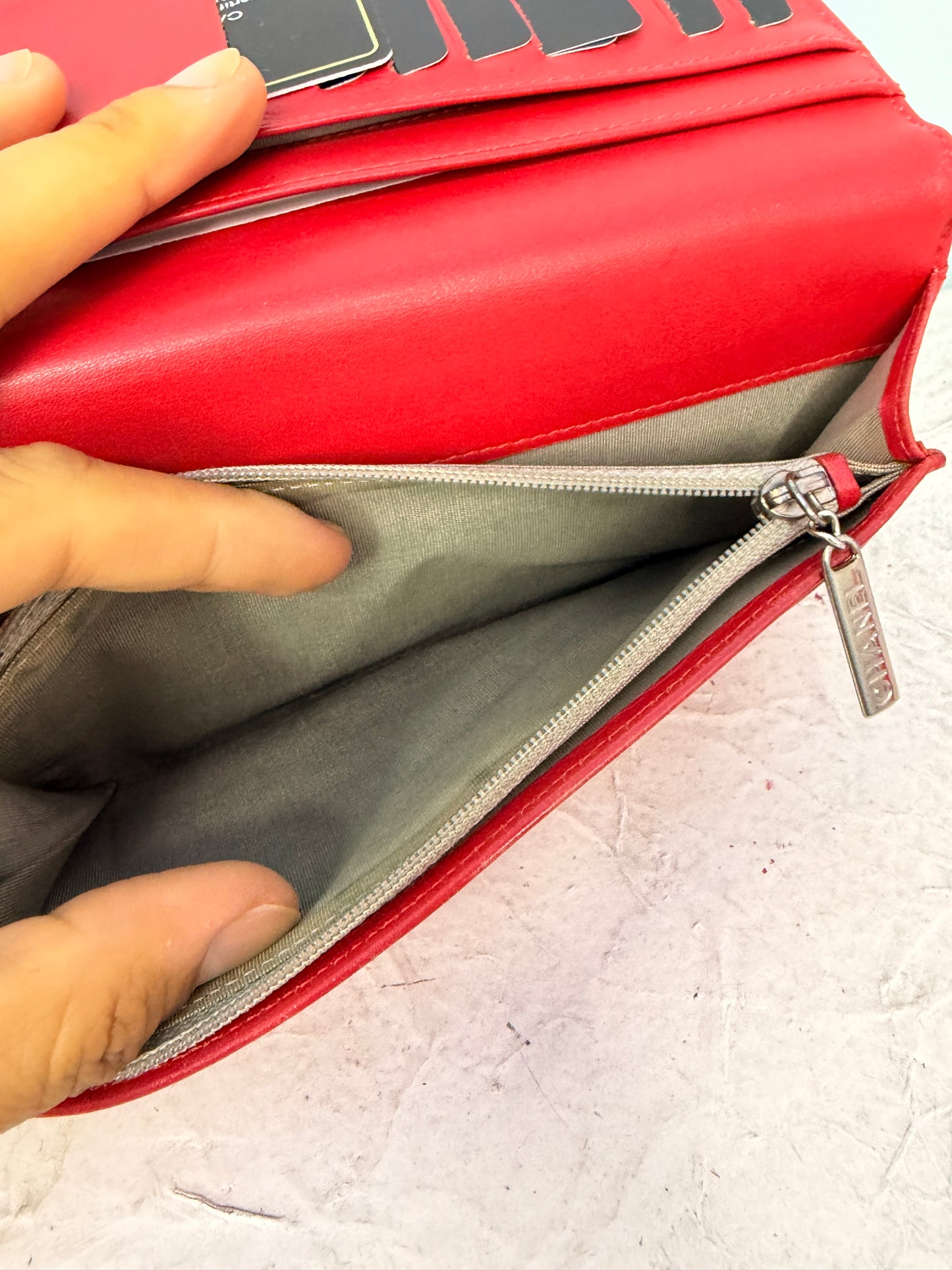 Chanel Long Wallet in Red Caviar Leather