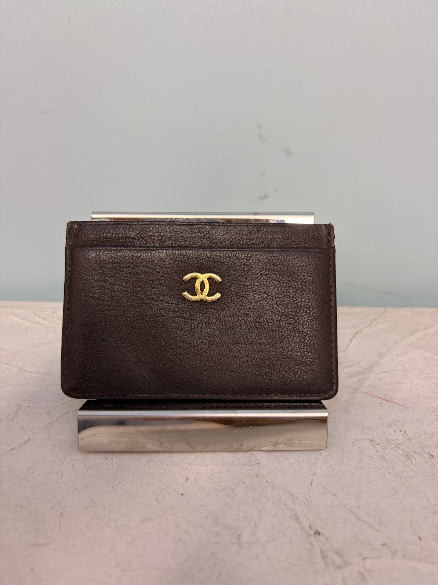 Chanel 2002 Cardholder in Brown with Gold CC Logo