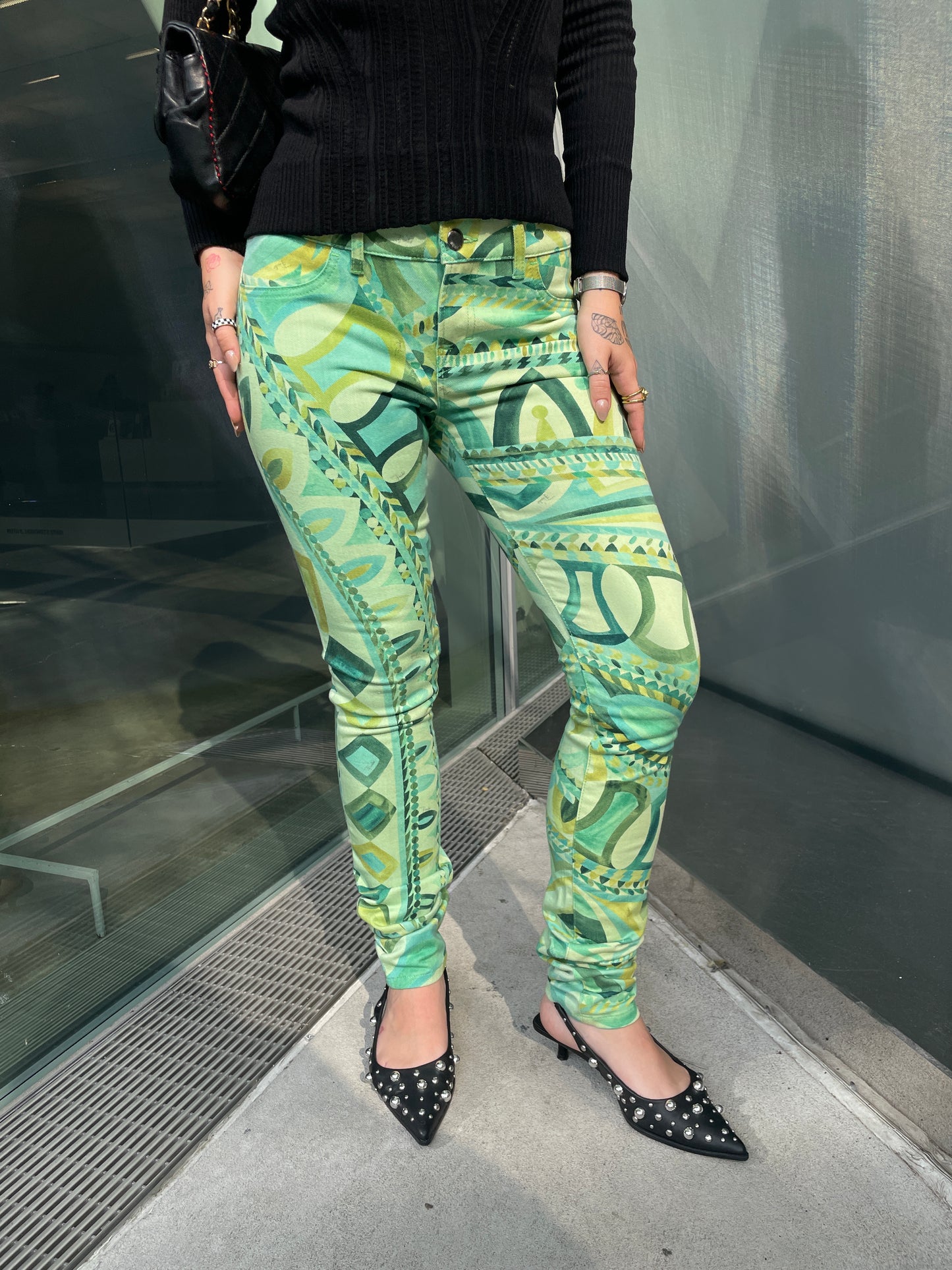 Emilio Pucci Green Signature Print Pants