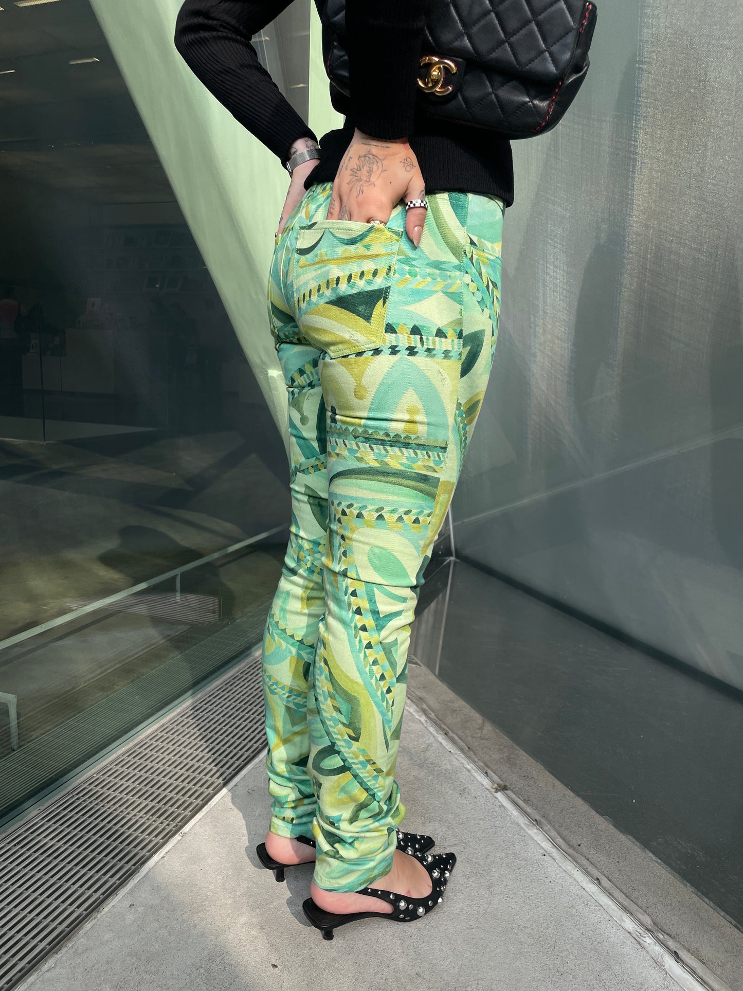 Emilio Pucci Green Signature Print Pants