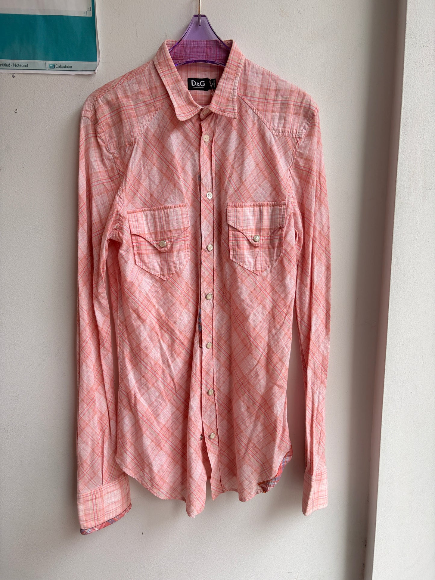 Dolce & Gabbana Pink Plaid Western Top