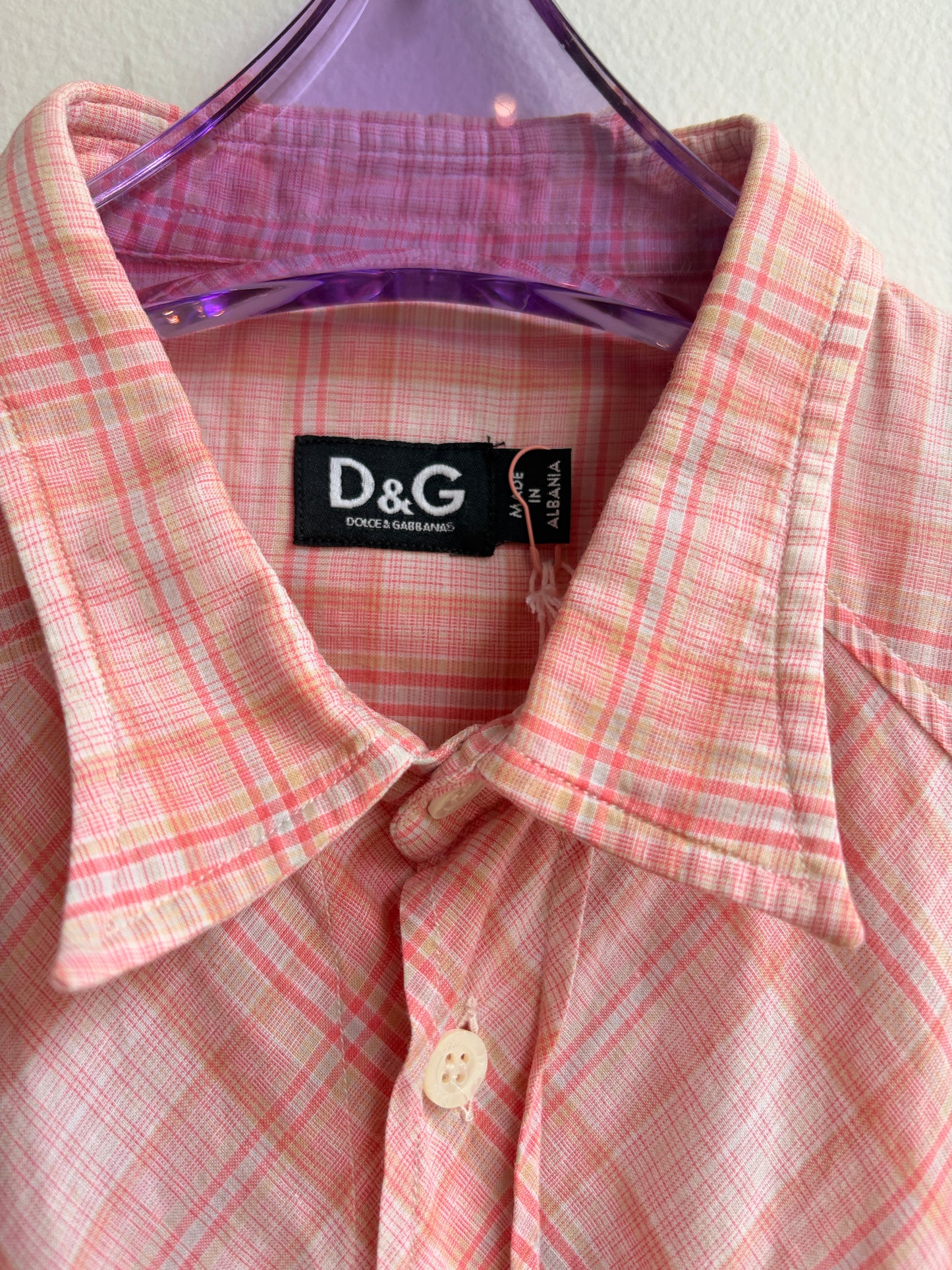 Dolce & Gabbana Pink Plaid Western Top