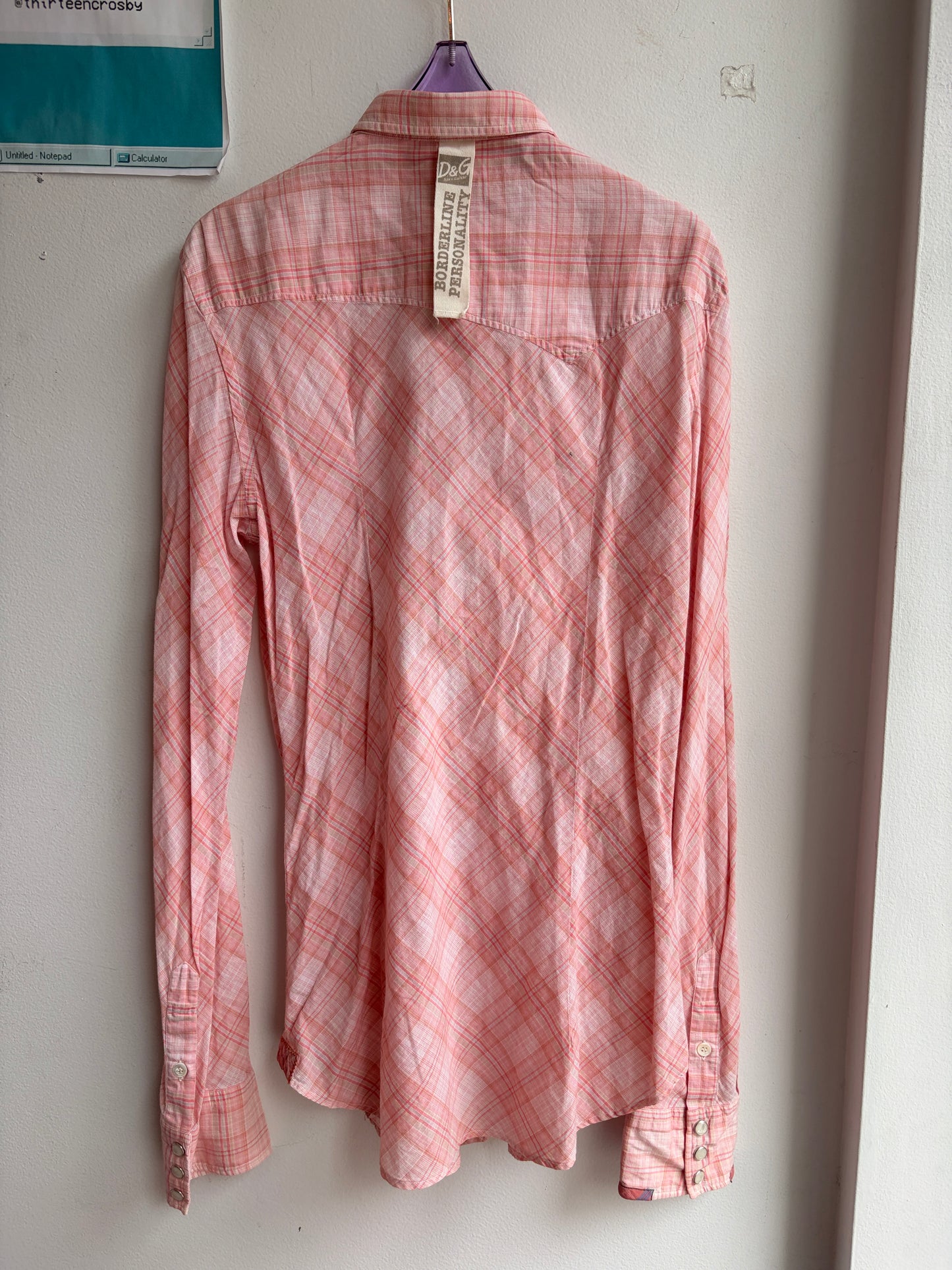Dolce & Gabbana Pink Plaid Western Top