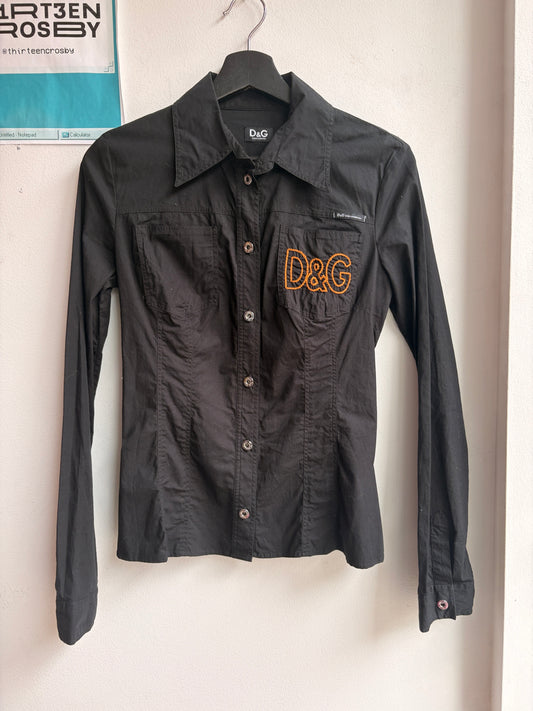 Dolce & Gabbana Black Fitted Button Up