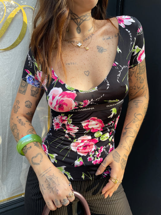 Dolce & Gabbana Underwear Floral Sheer Top