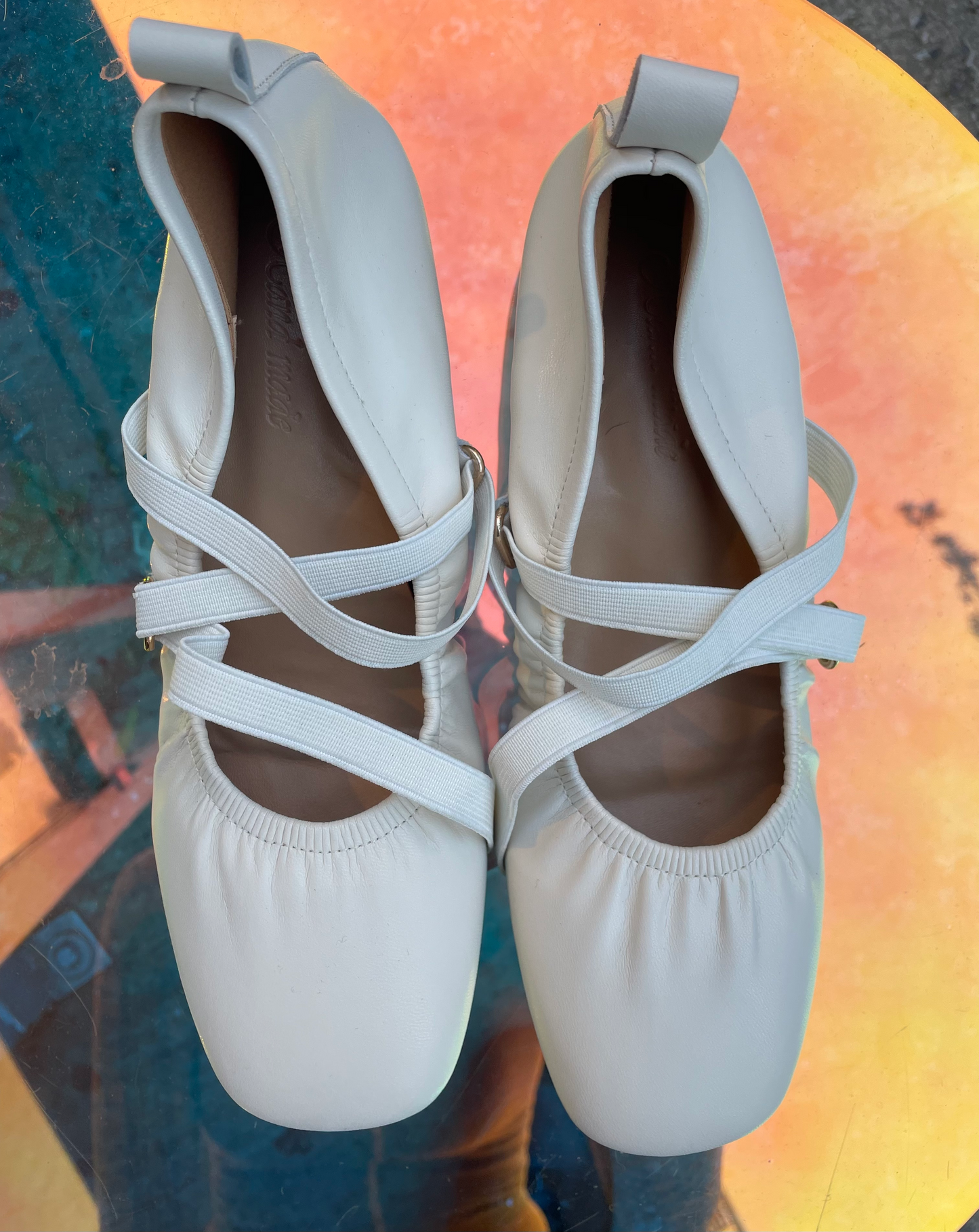 White Leather Ballet Flat