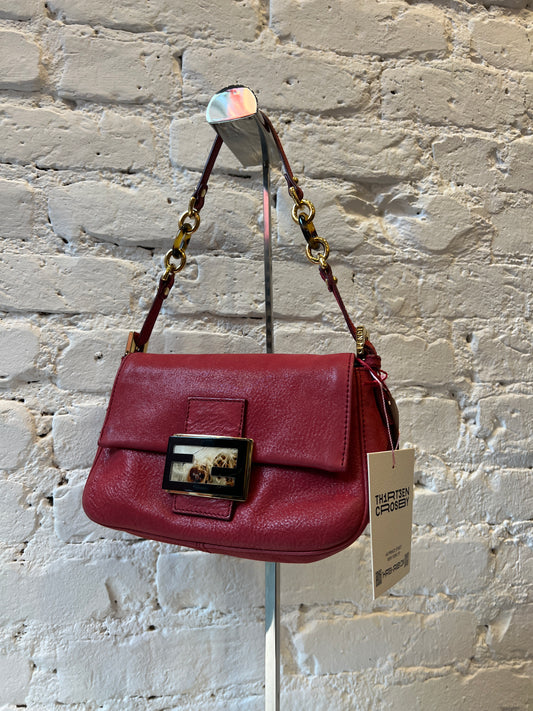 Fendi Baguette Red Shimmer Leather