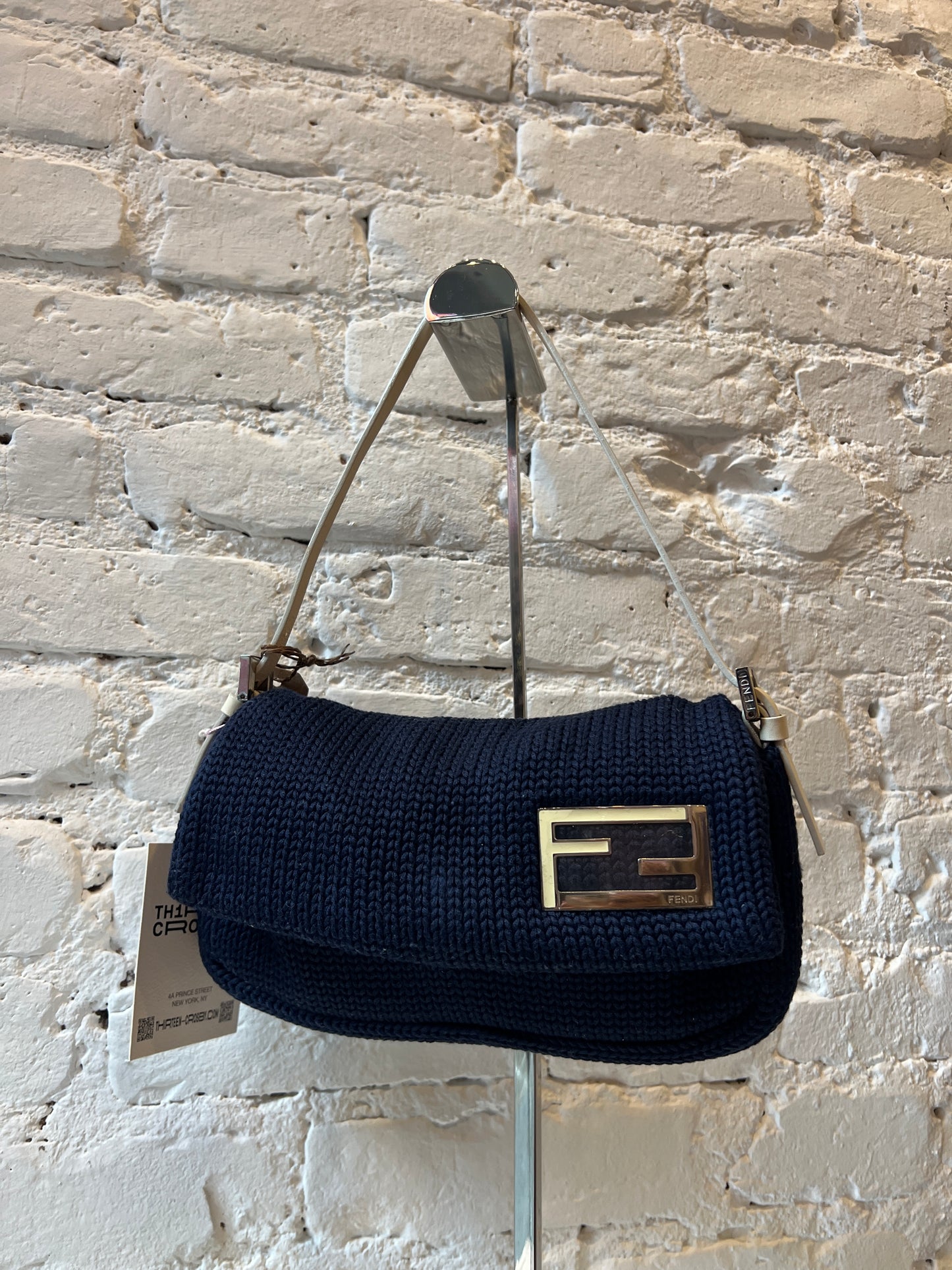 Fendi Knit Shoulder Bag (Navy)