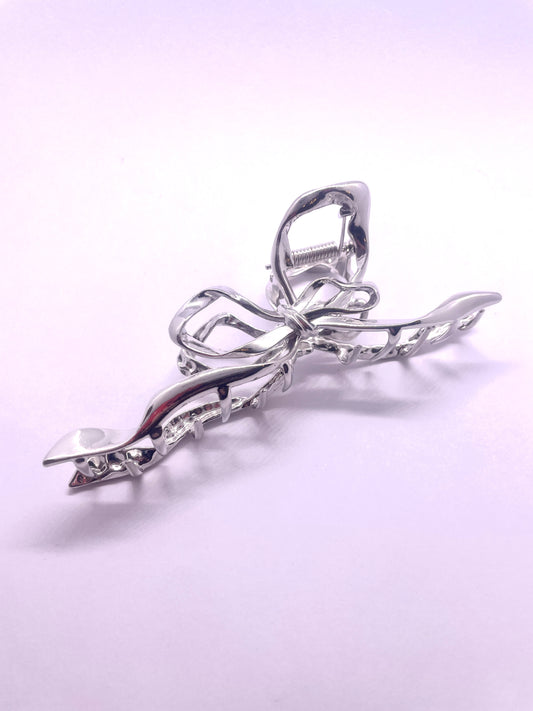 Silver Metal Bow Hair Claw