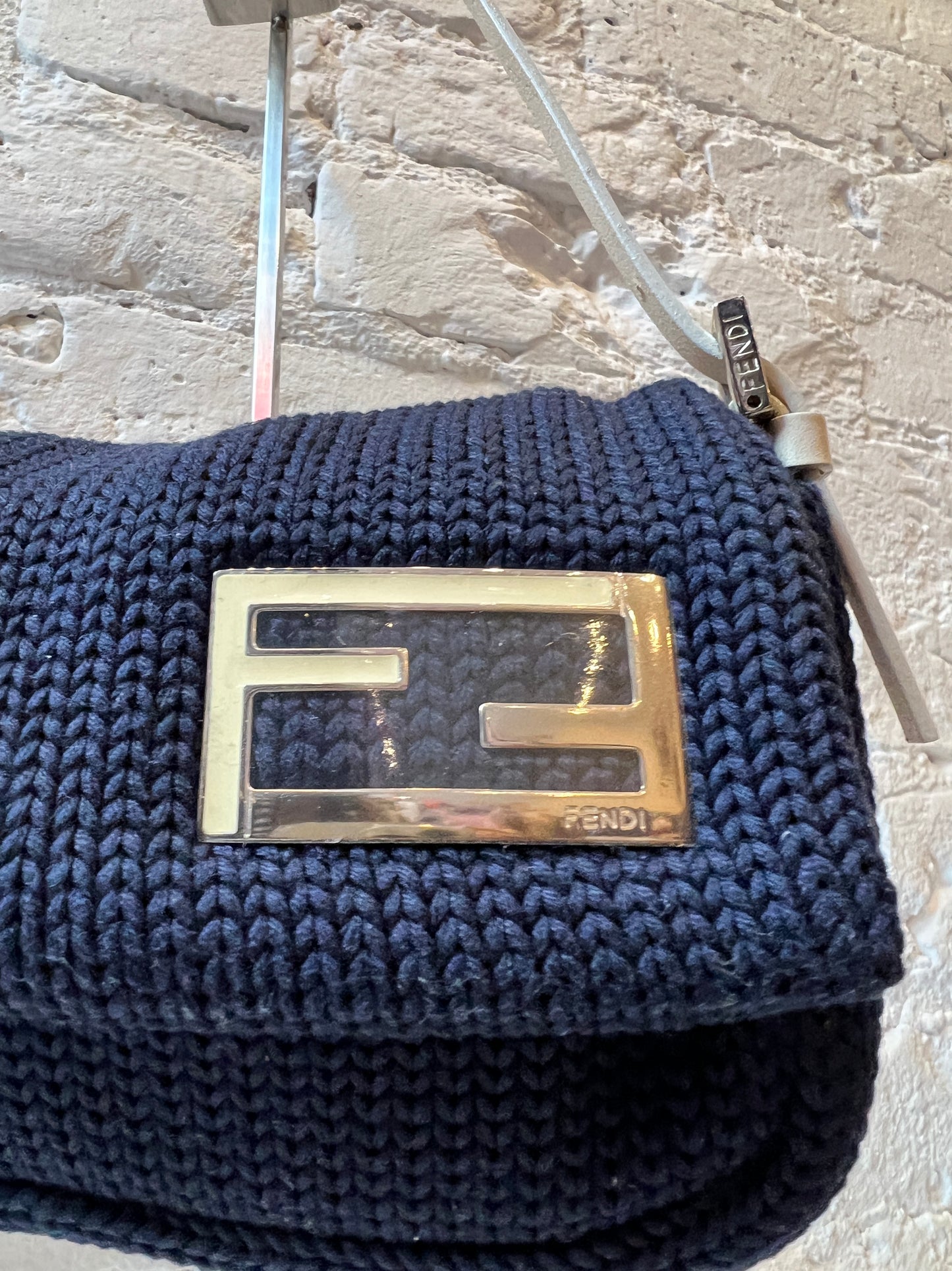 Fendi Knit Shoulder Bag (Navy)