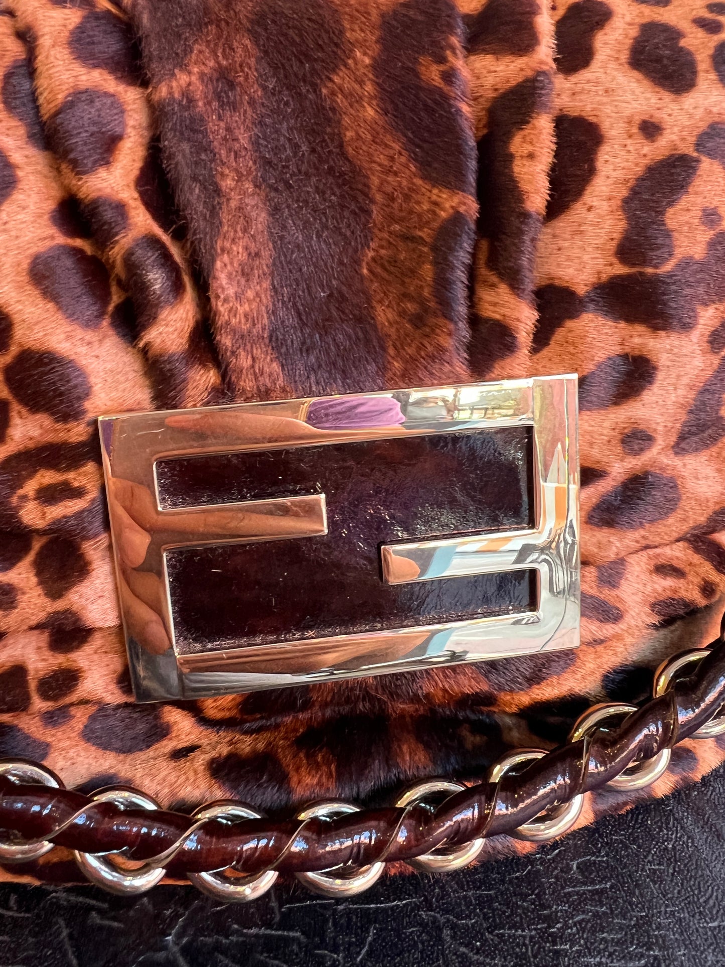 Vintage Fendi Mia Leopard Print Bag in Ponyhair