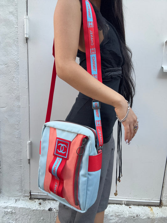 Chanel 2002 Blue & Red Sport Line Crossbody Bag