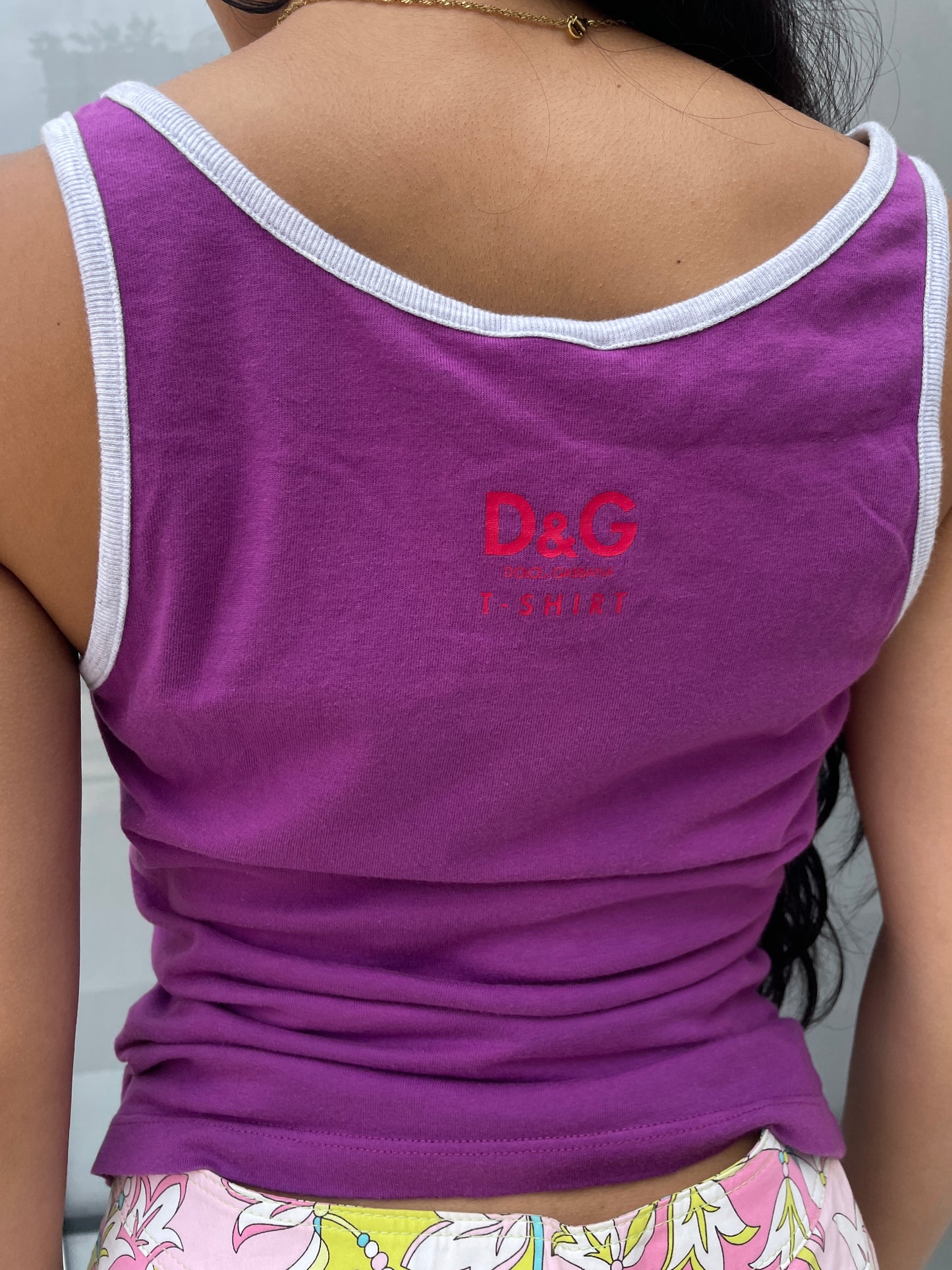 D&G Purple “The 80s” Leopard Graphic Tank Top