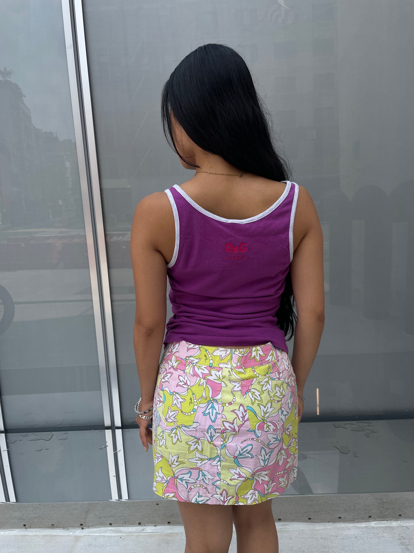 D&G Purple “The 80s” Leopard Graphic Tank Top