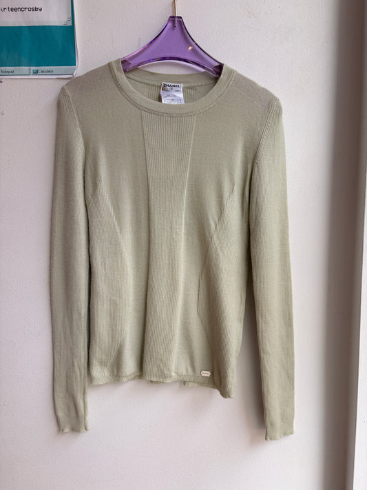 Chanel Cruise 2003 Cashmere & Silk Knit Sweater in Sage Green
