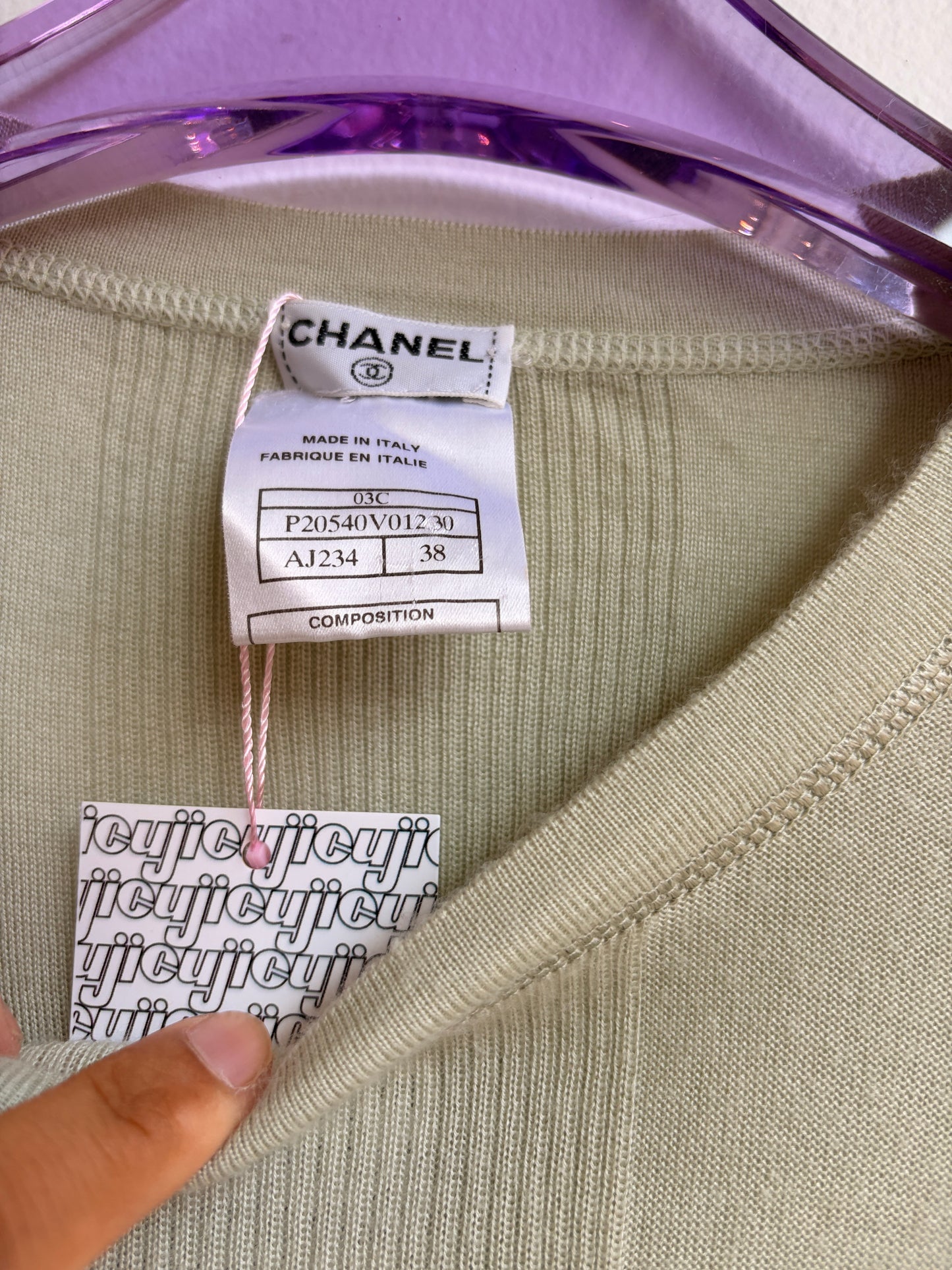Chanel Cruise 2003 Cashmere & Silk Knit Sweater in Sage Green