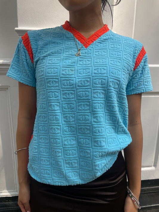 Chanel Sport Spring 2002 Terry Cloth Logo Top