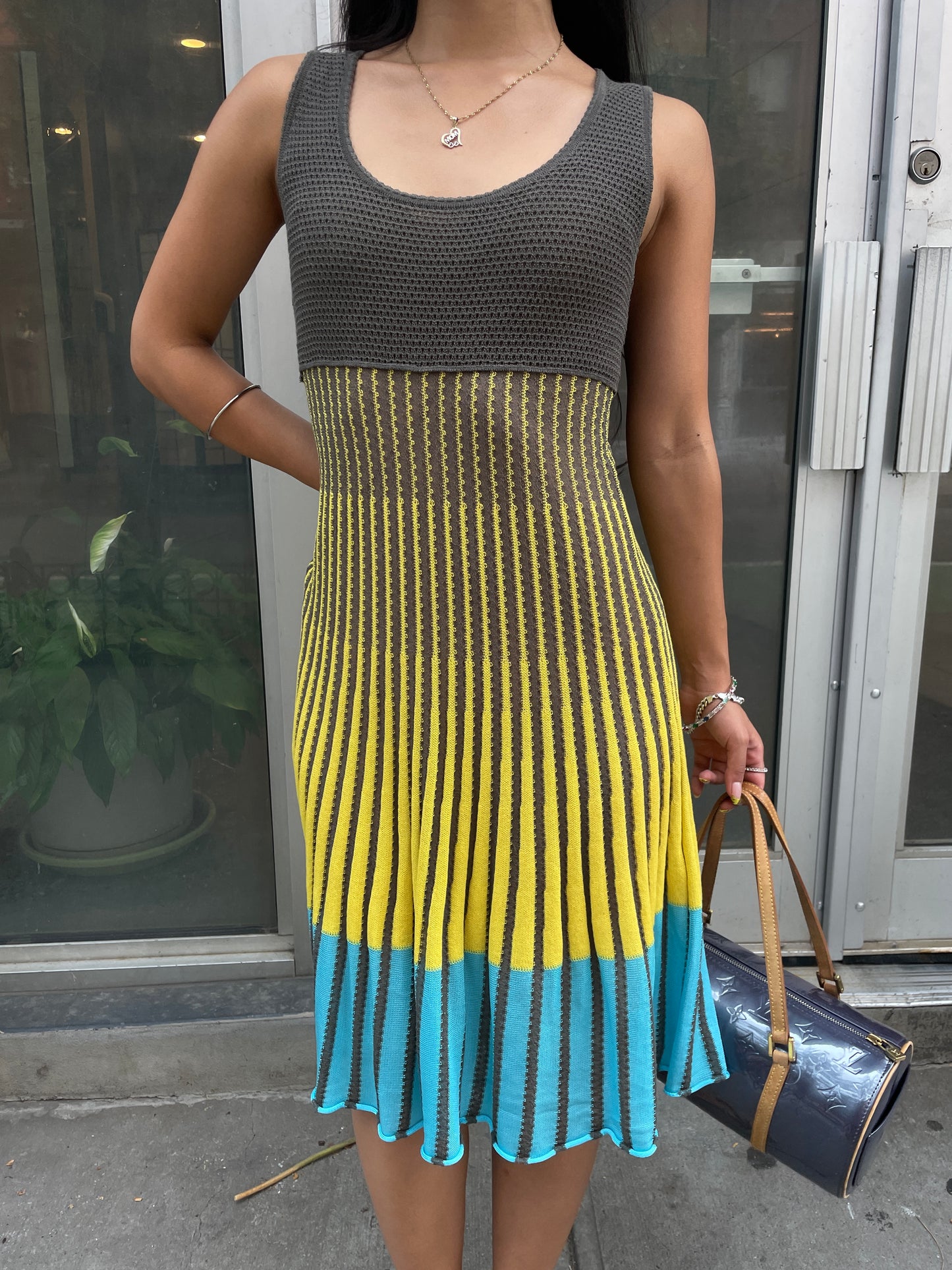 Missoni Gray Knit Dress with Yellow & Turquoise Accents