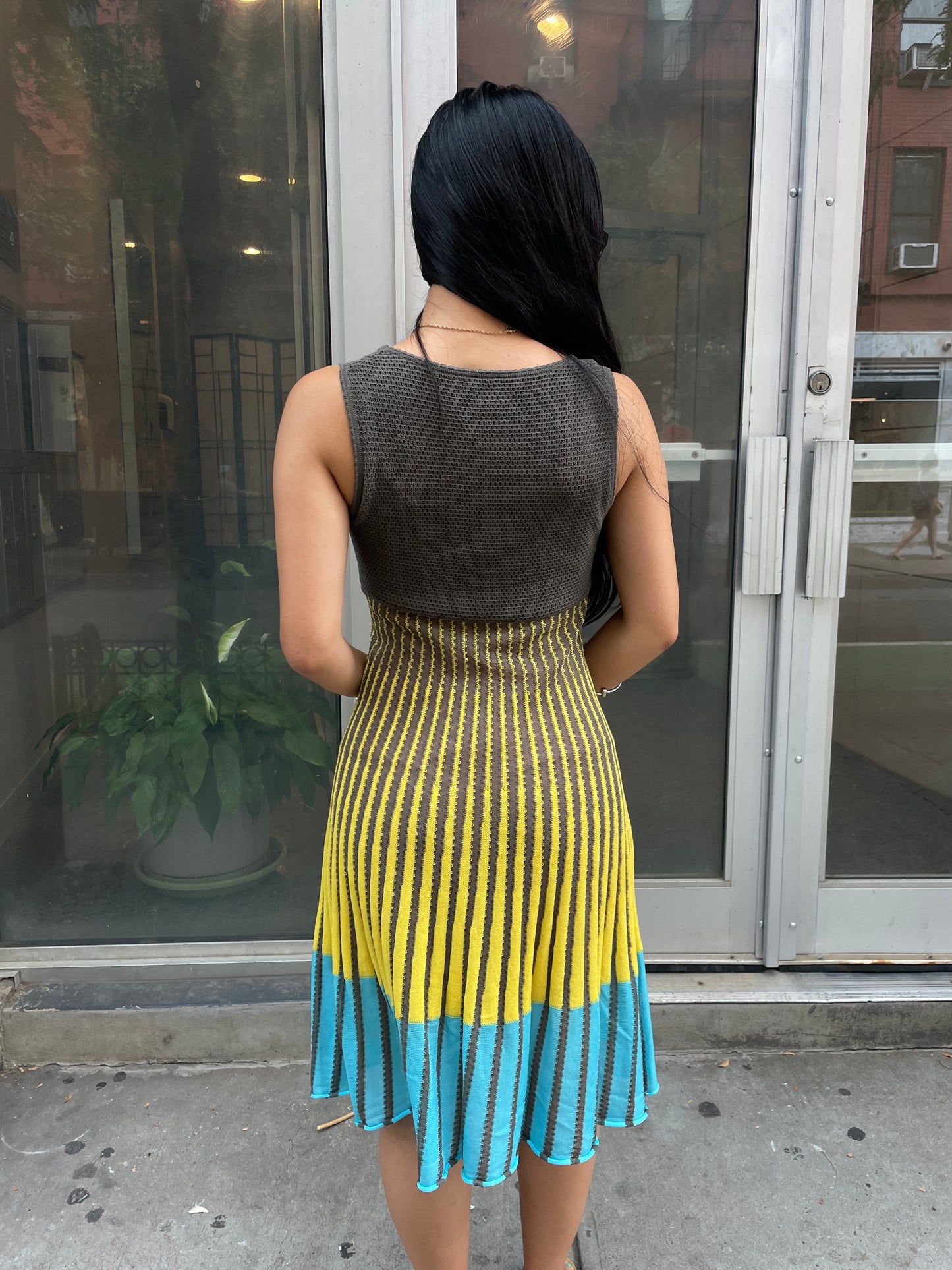 Missoni Gray Knit Dress with Yellow & Turquoise Accents