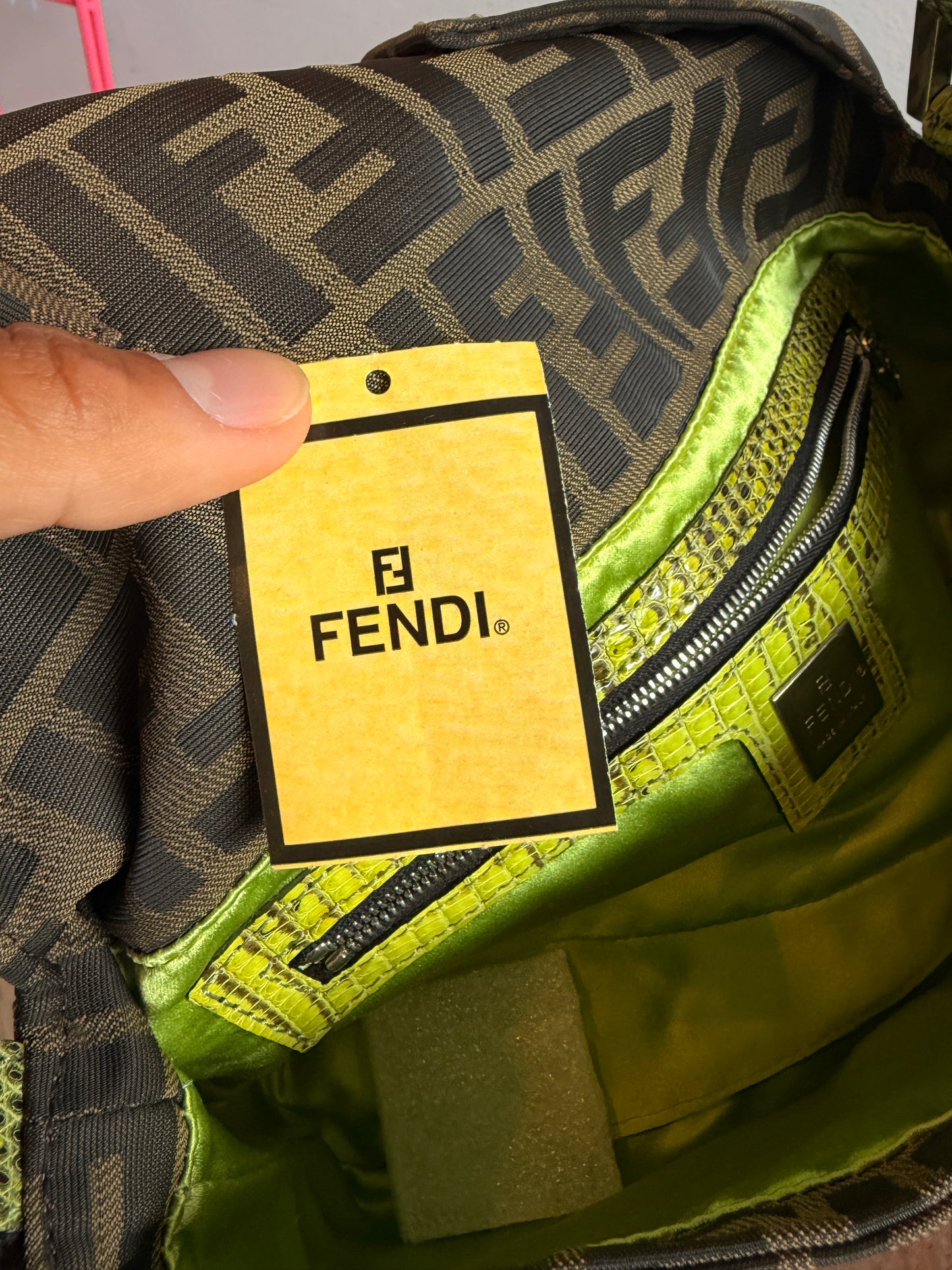 Fendi Zucca Baguette 2000 Ricami Beaded Flowers Shoulder Bag