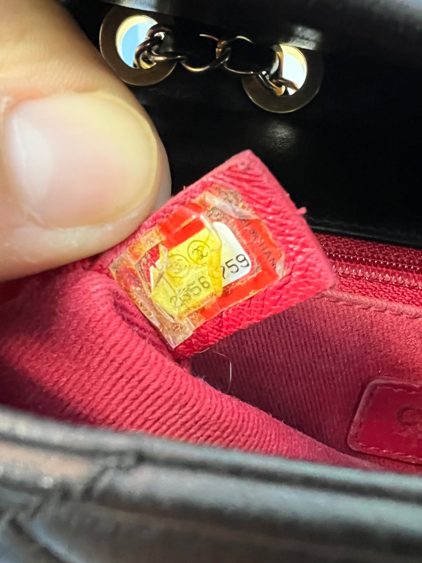 Chanel Black Lambskin Red Stitching Single Flap Double Chain Bag (2017)