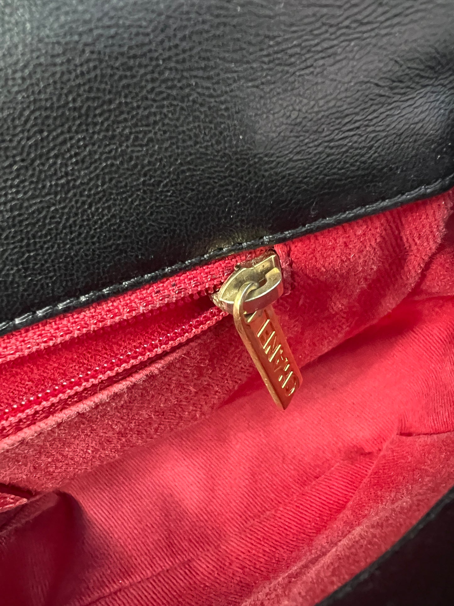 Chanel Black Lambskin Red Stitching Single Flap Double Chain Bag (2017)