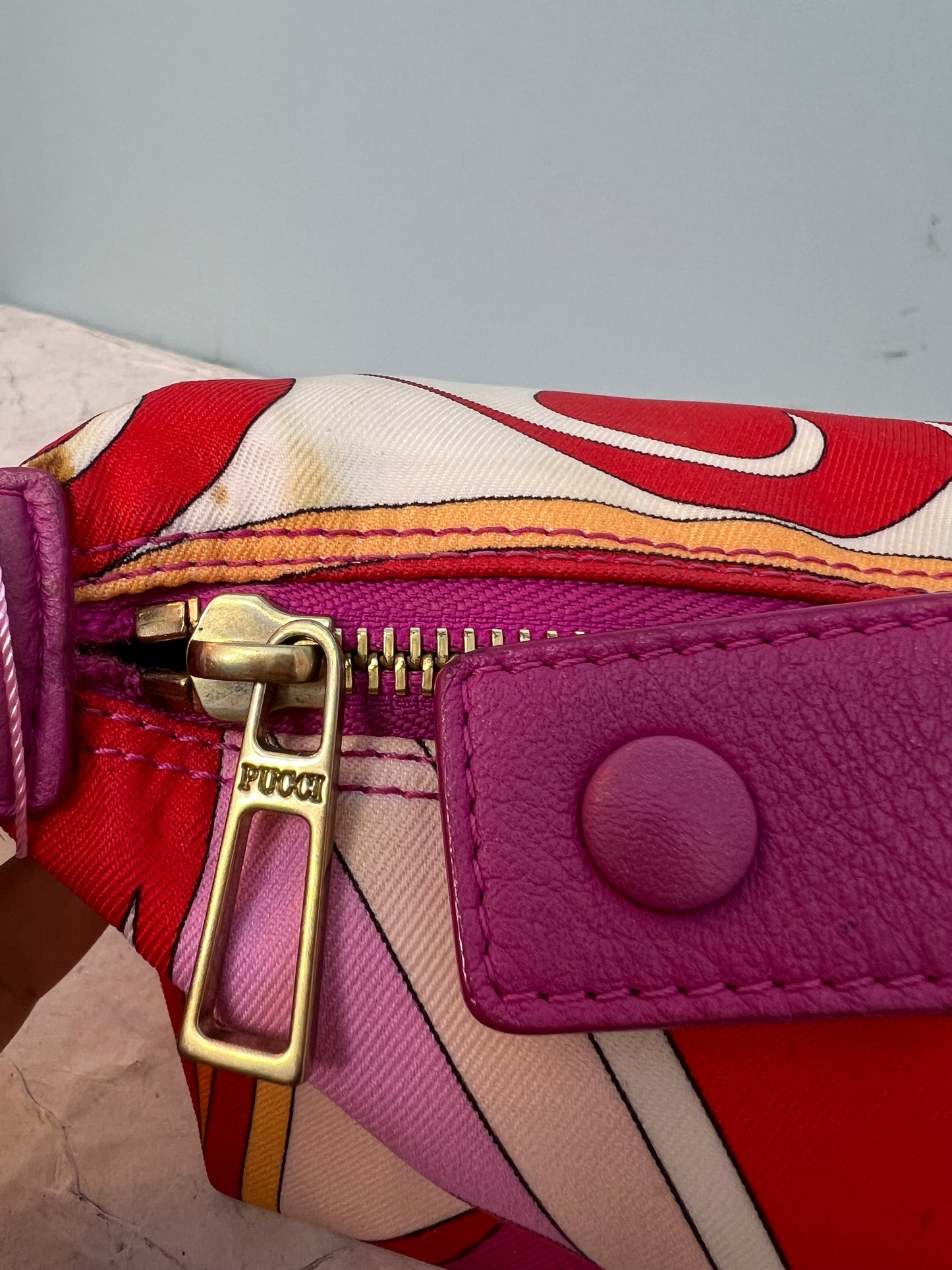 Emilio Pucci Orange & Pink Print Clutch Bag