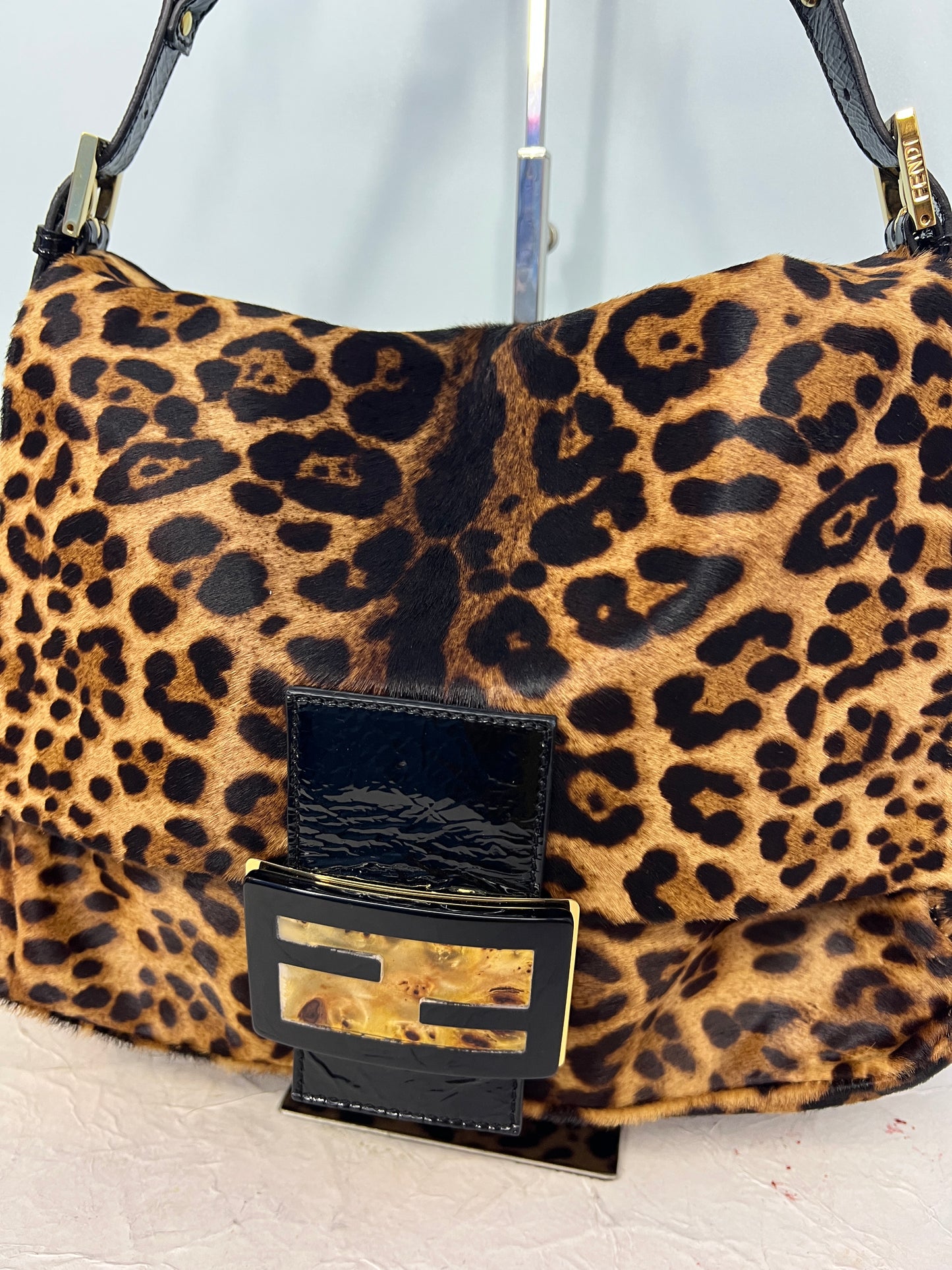 Fendi Big Mama Baguette Bag in Pony Hair Leopard Print