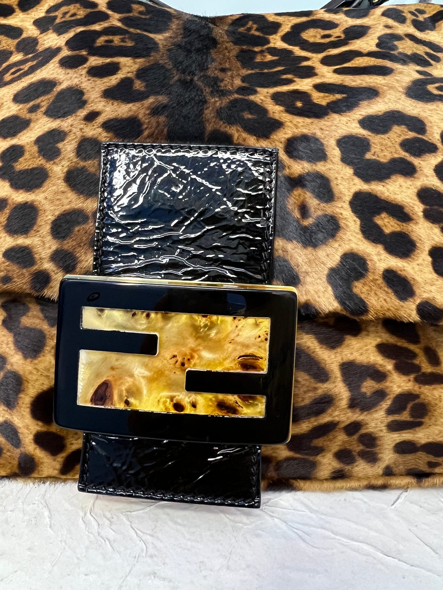 Fendi Big Mama Baguette Bag in Pony Hair Leopard Print