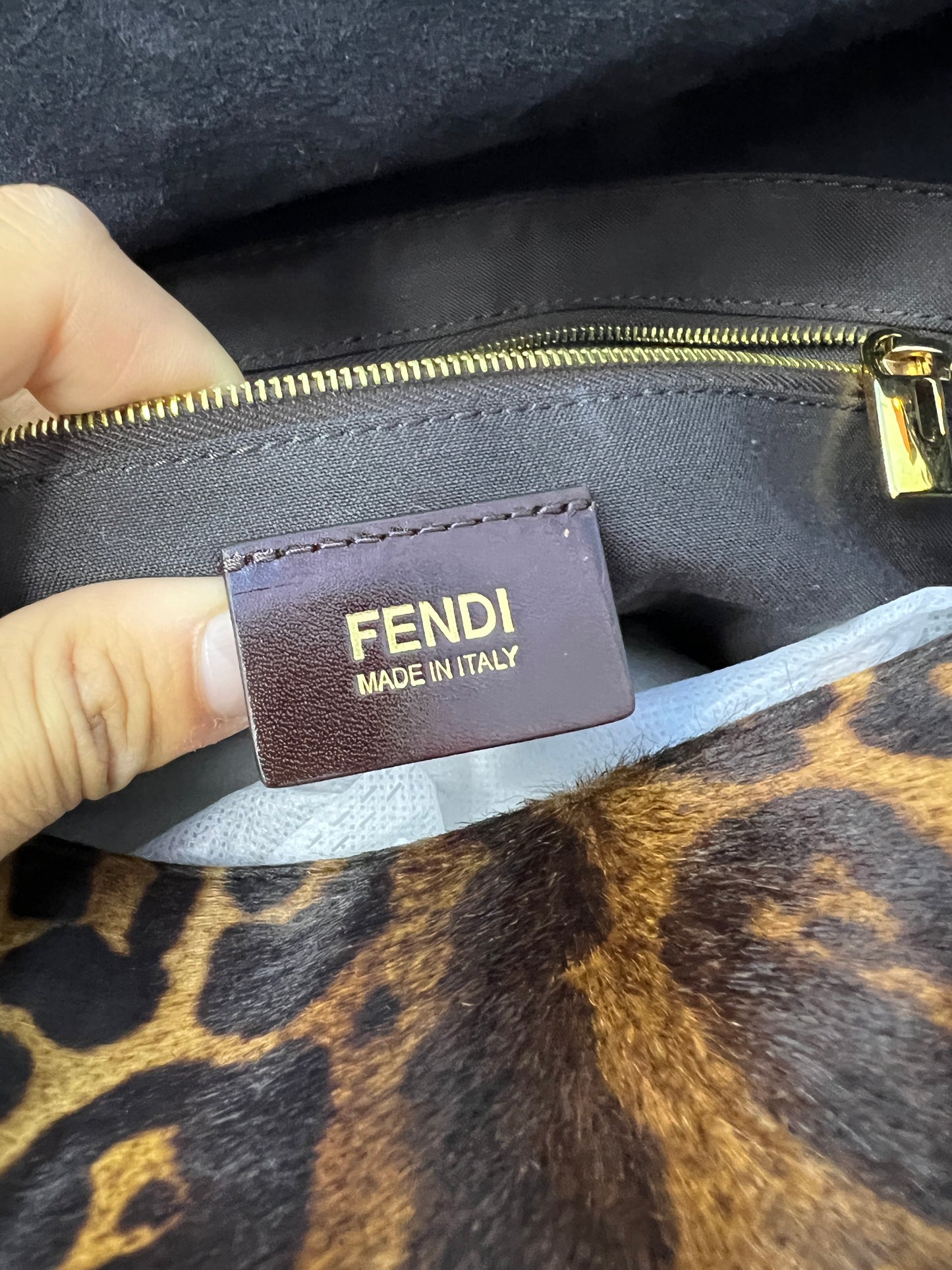 Fendi Big Mama Baguette Bag in Pony Hair Leopard Print