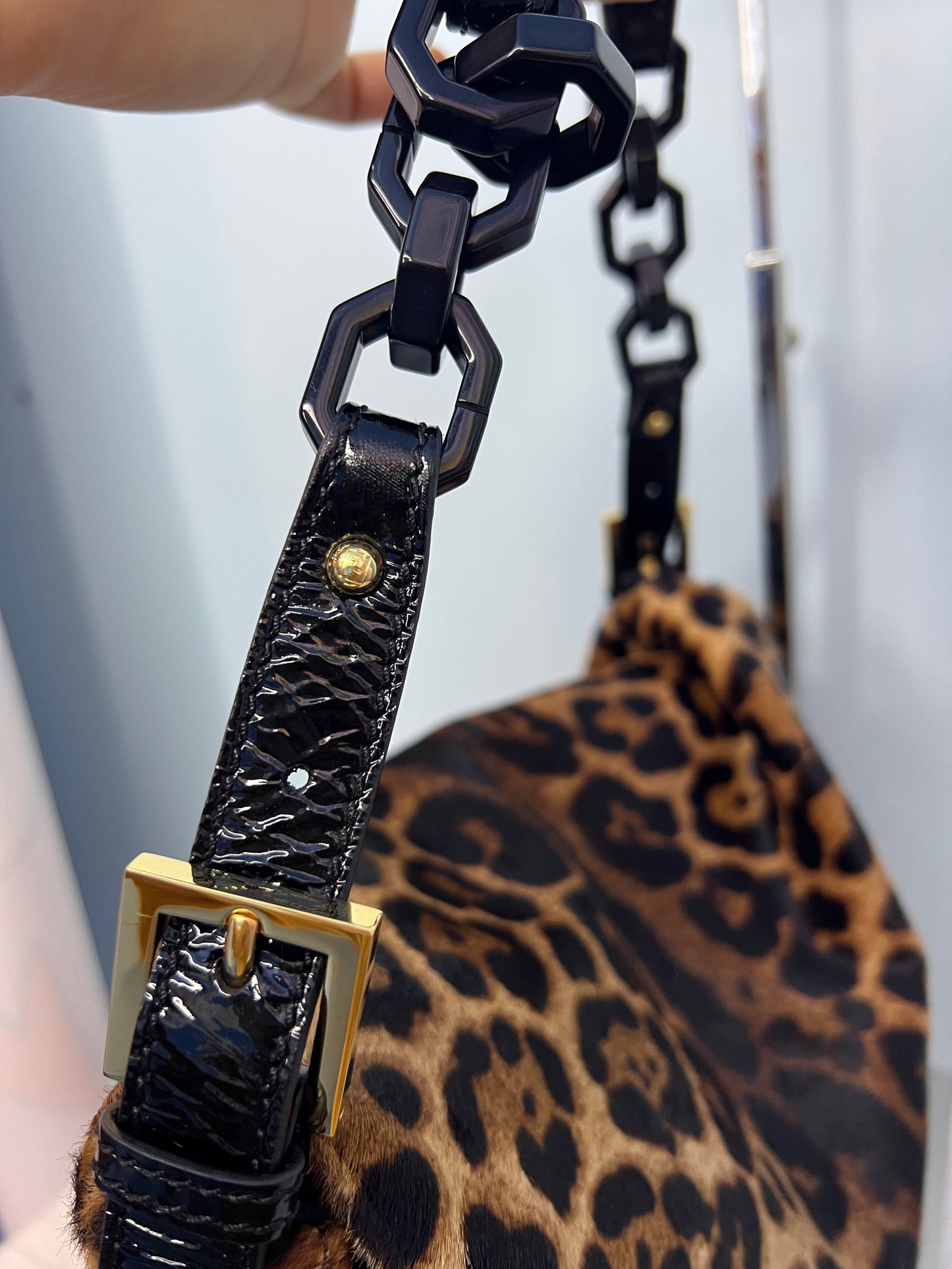 Fendi Big Mama Baguette Bag in Pony Hair Leopard Print