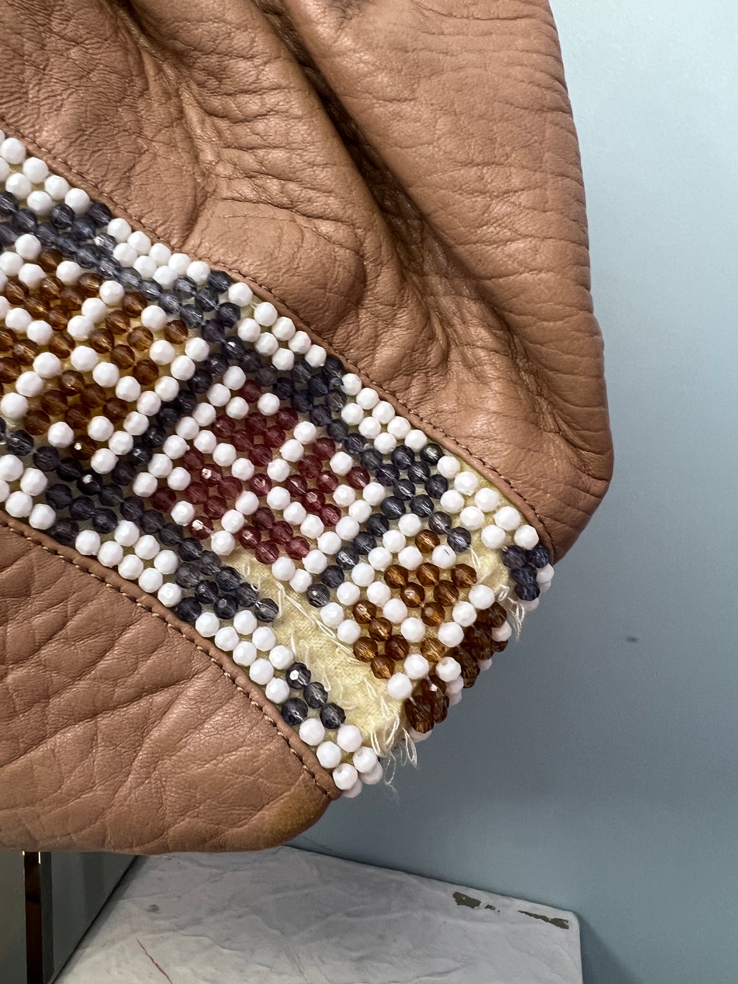 Fendi Brown Leather Beaded Spy Bag Hobo (2008 Collection)