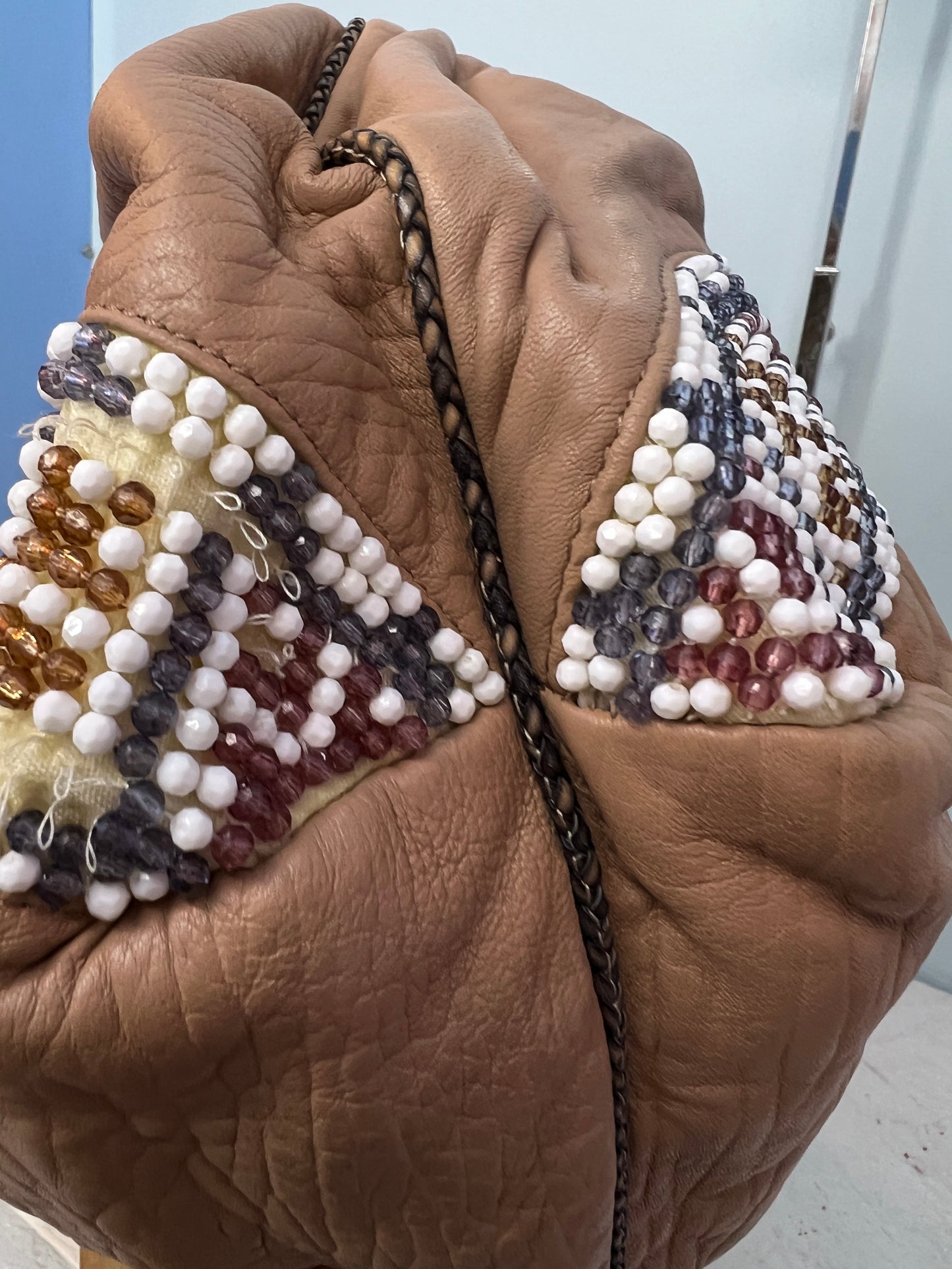 Fendi Brown Leather Beaded Spy Bag Hobo (2008 Collection)