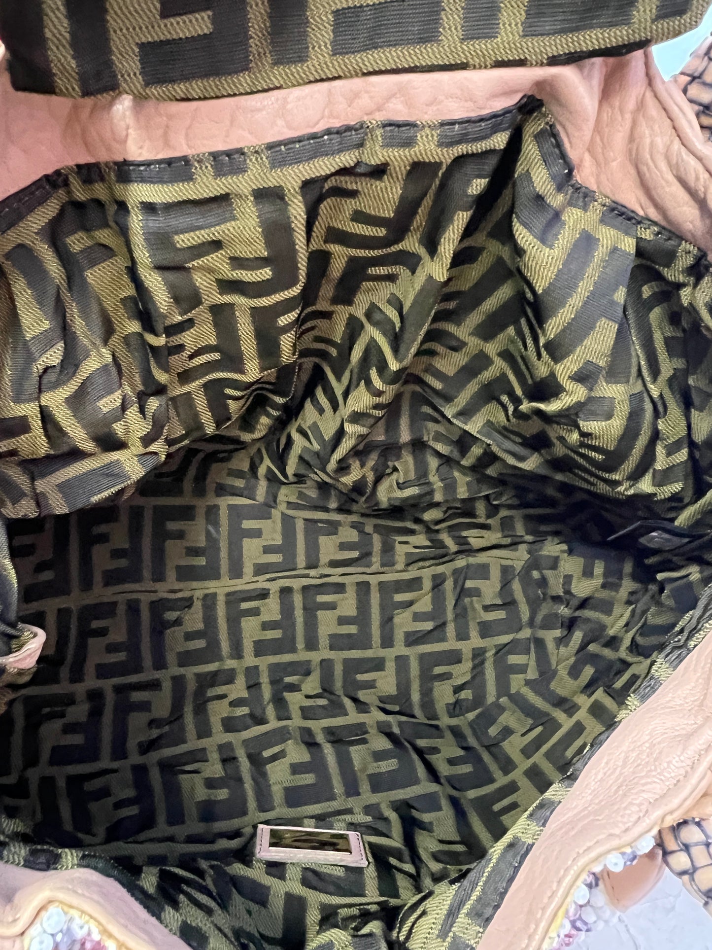 Fendi Brown Leather Beaded Spy Bag Hobo (2008 Collection)