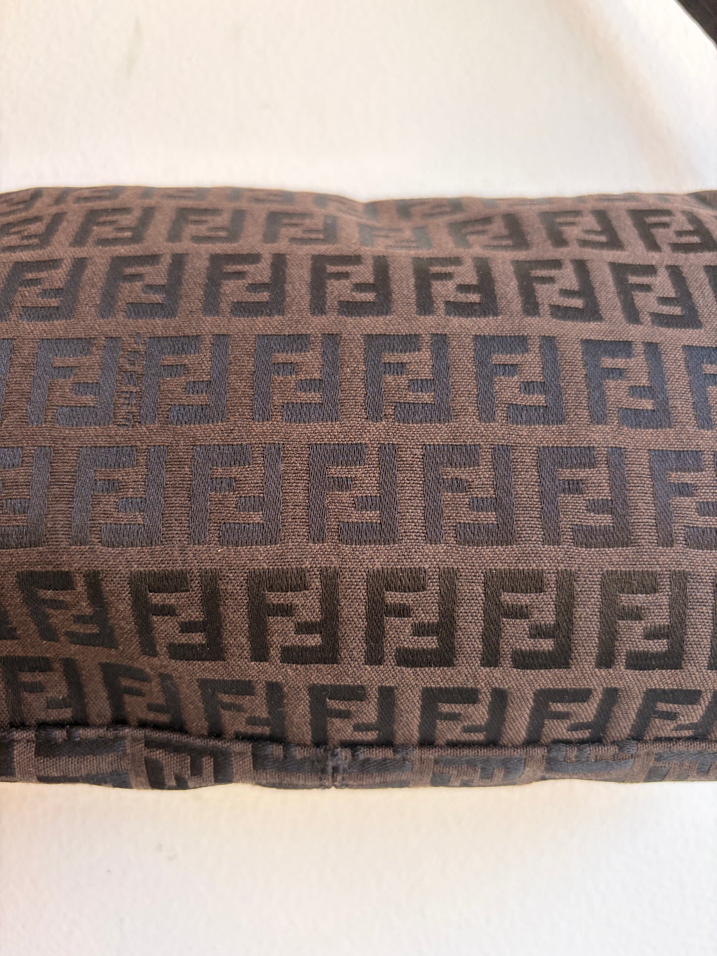 Fendi Dark Brown Zucchino Baguette with Rose Gold Hardware