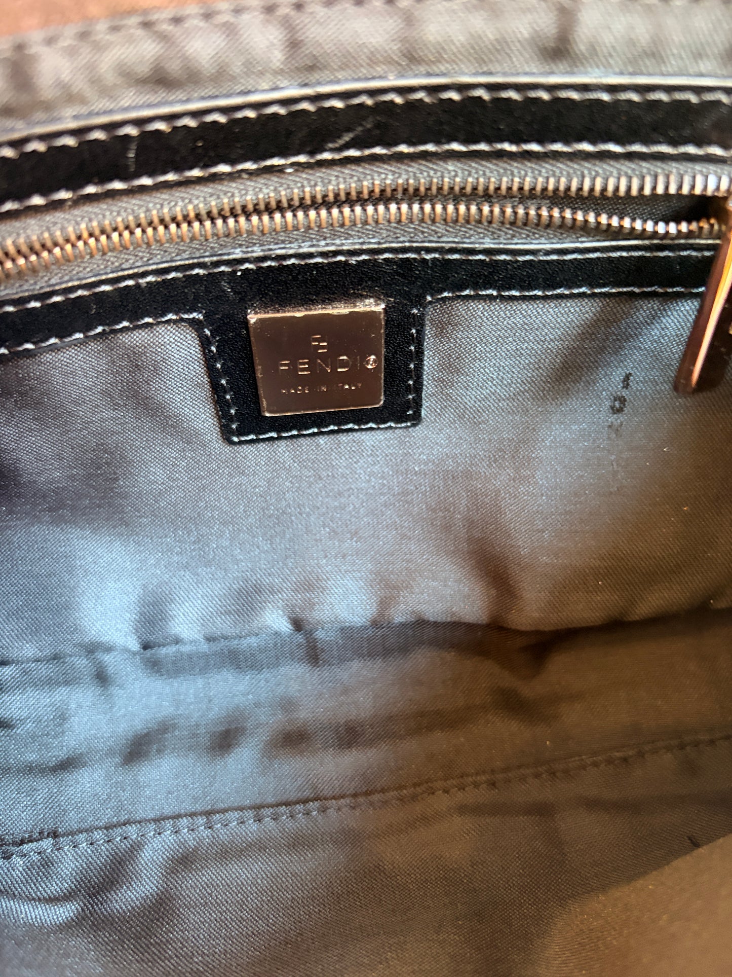 Fendi Dark Brown Zucchino Baguette with Rose Gold Hardware