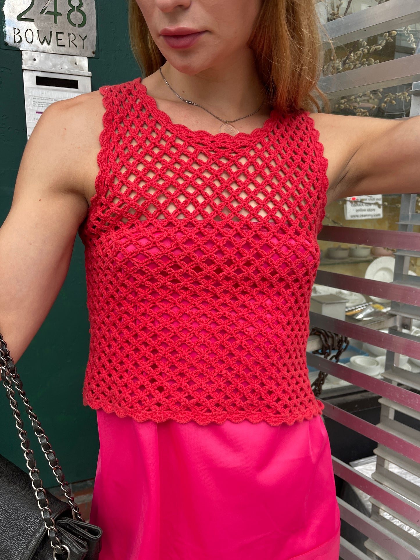 D&G Y2K Crochet Knit Red Top
