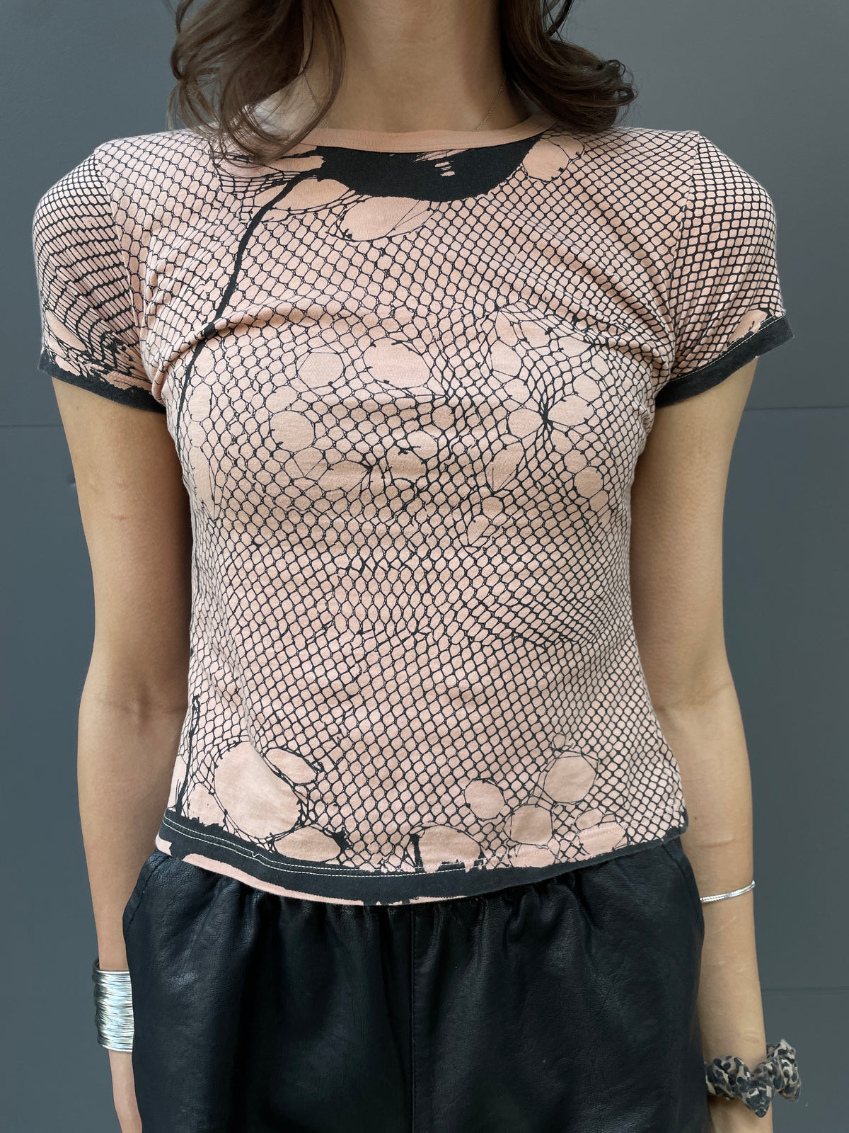 Christian Dior Fall/Winter 2006 Nude Fishnet Illusion DIOR T-Shirt