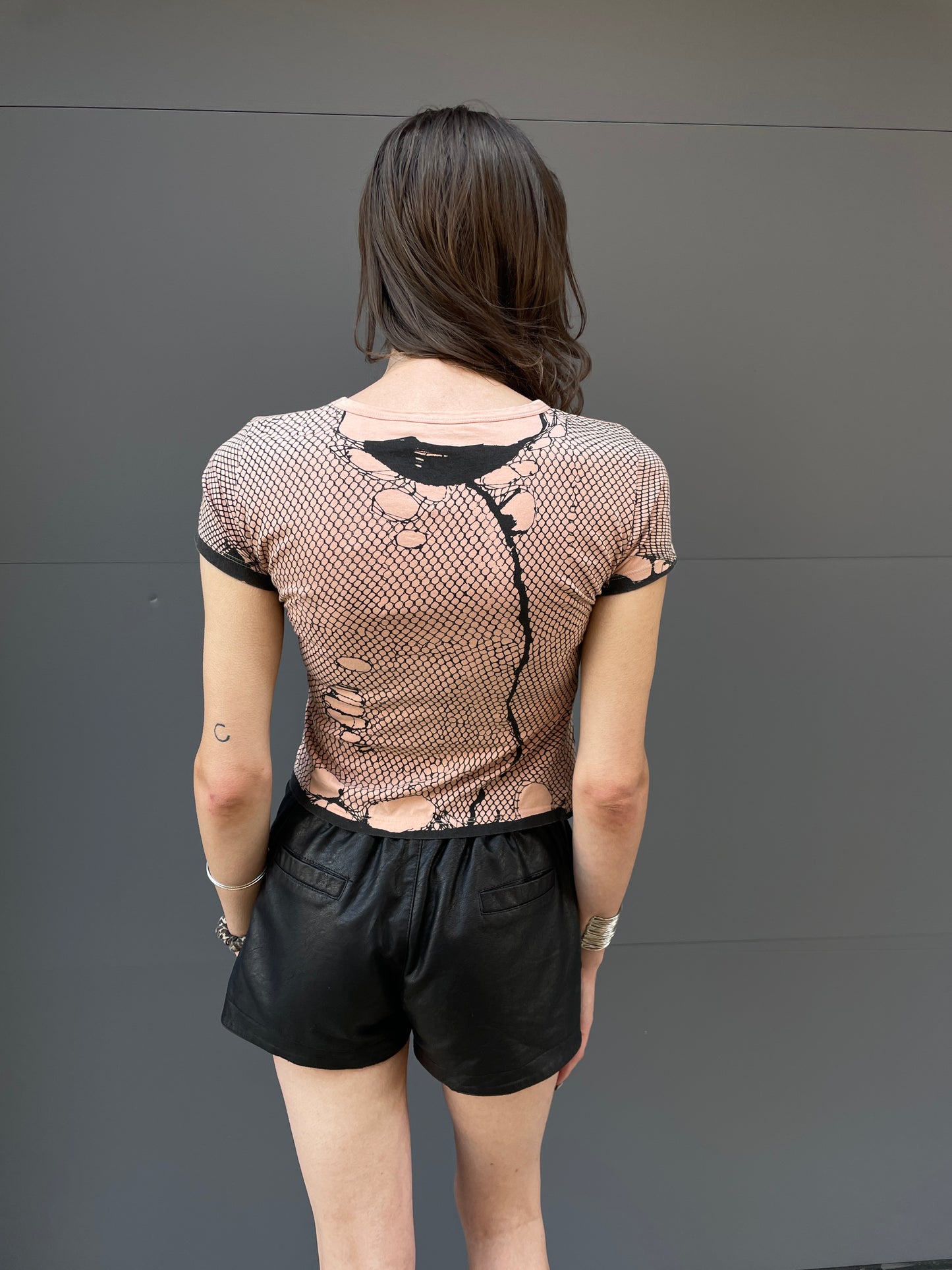 Christian Dior Fall/Winter 2006 Nude Fishnet Illusion DIOR T-Shirt