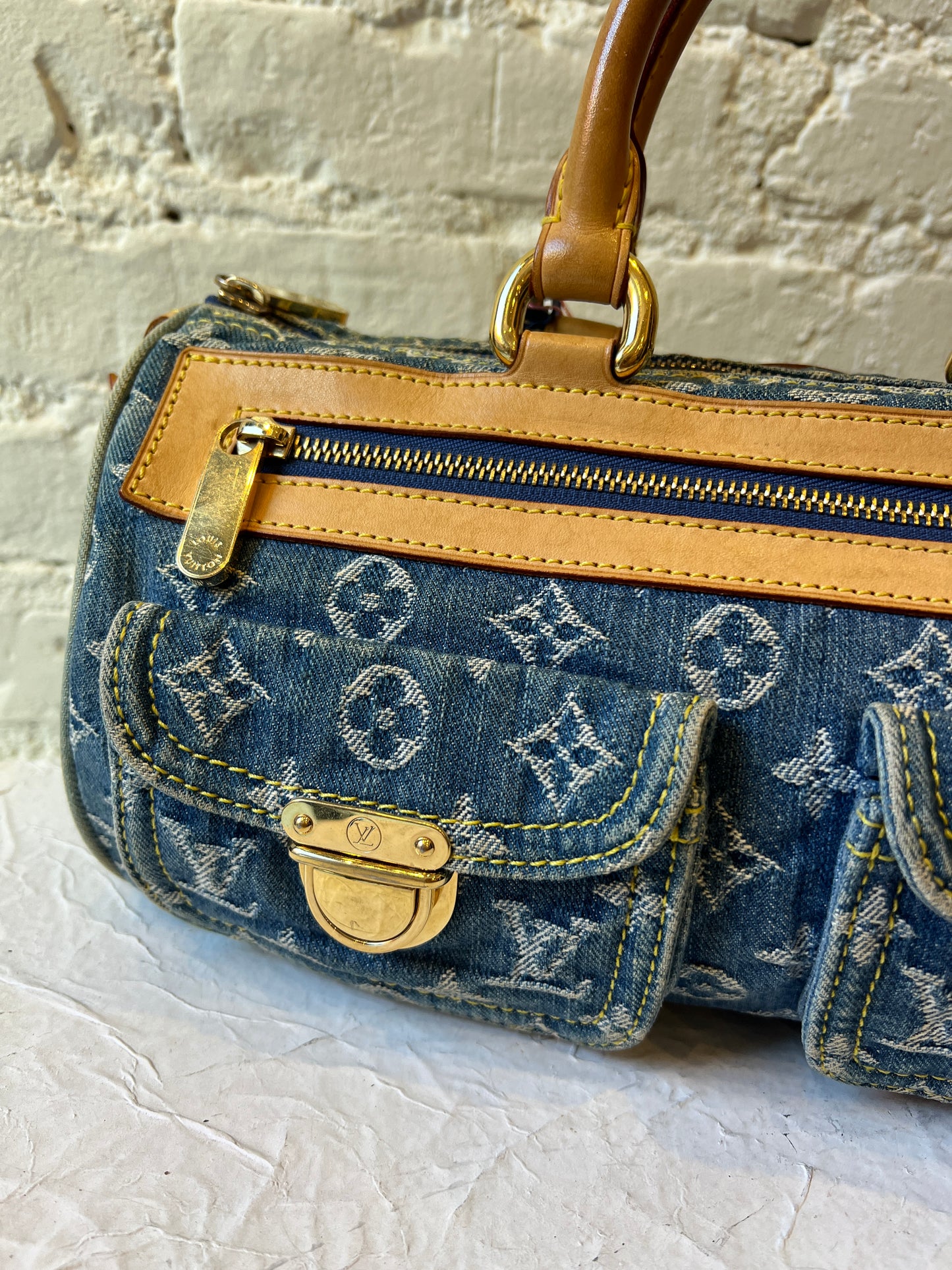 Louis Vuitton Denim Speedy Handbag