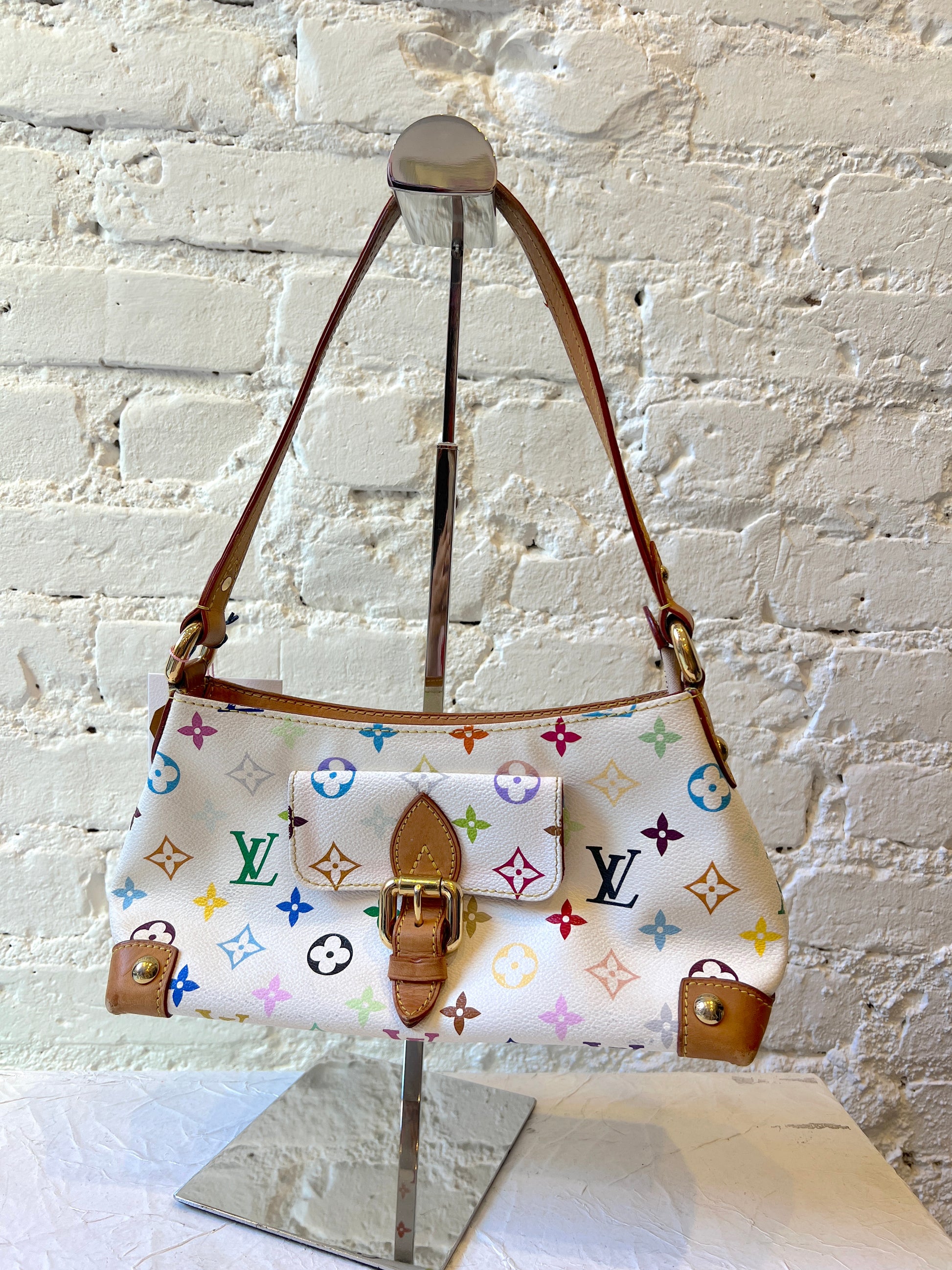 Louis Vuitton Vintage Multicolor Takashi Murakami Pochette 2003 NYC Authentic Japan Eliza White