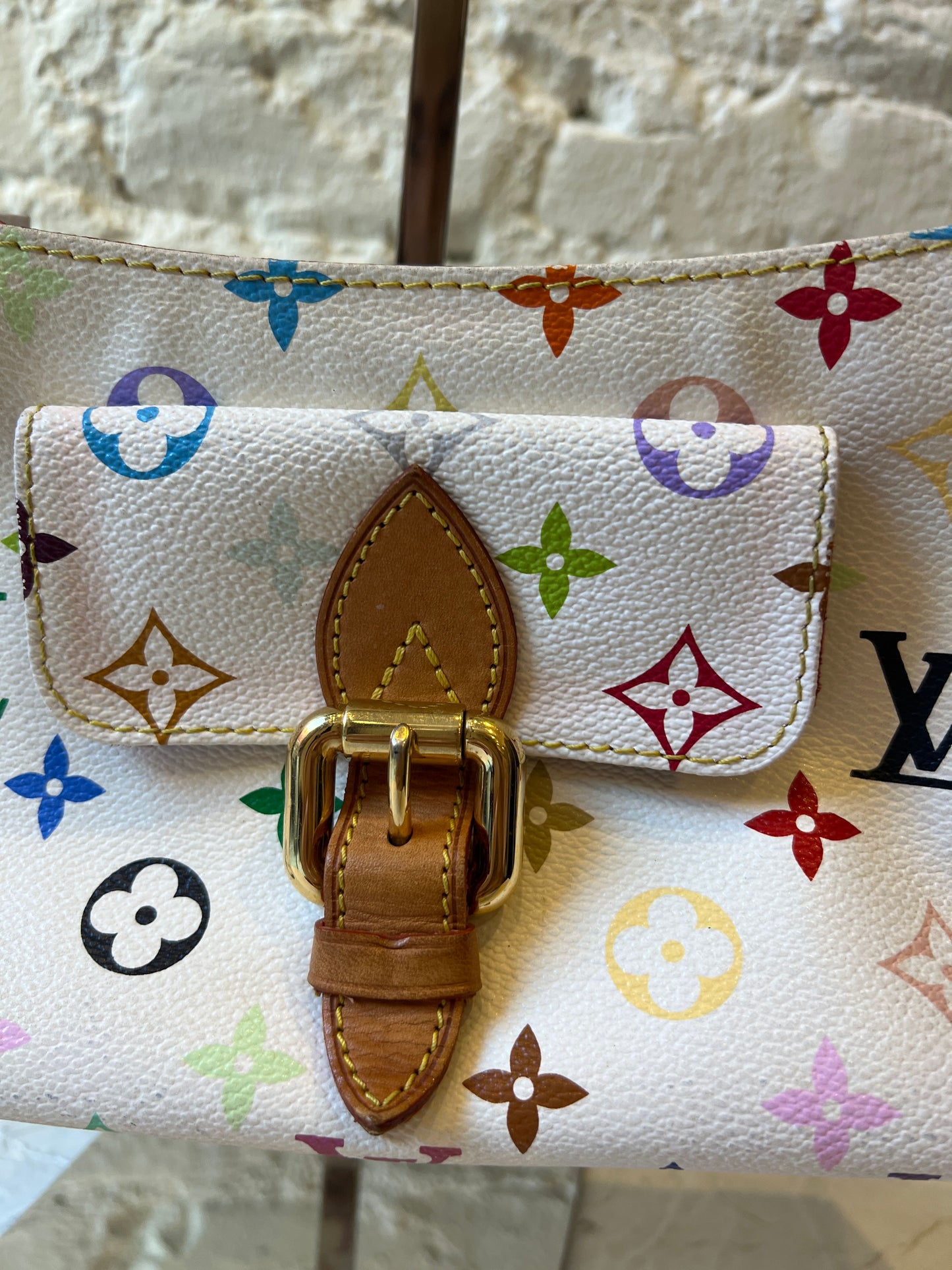 Louis Vuitton Vintage Multicolor Takashi Murakami Pochette 2003 NYC Authentic Japan White Monogram