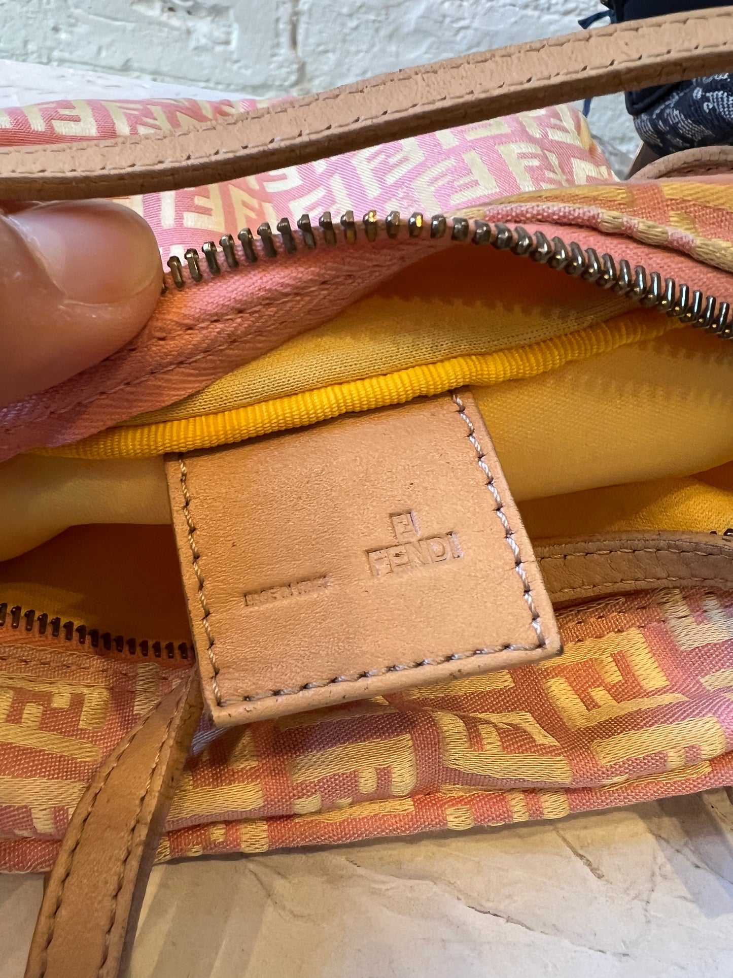 Fendi Zucchino Handle Bag in Pink/Gold