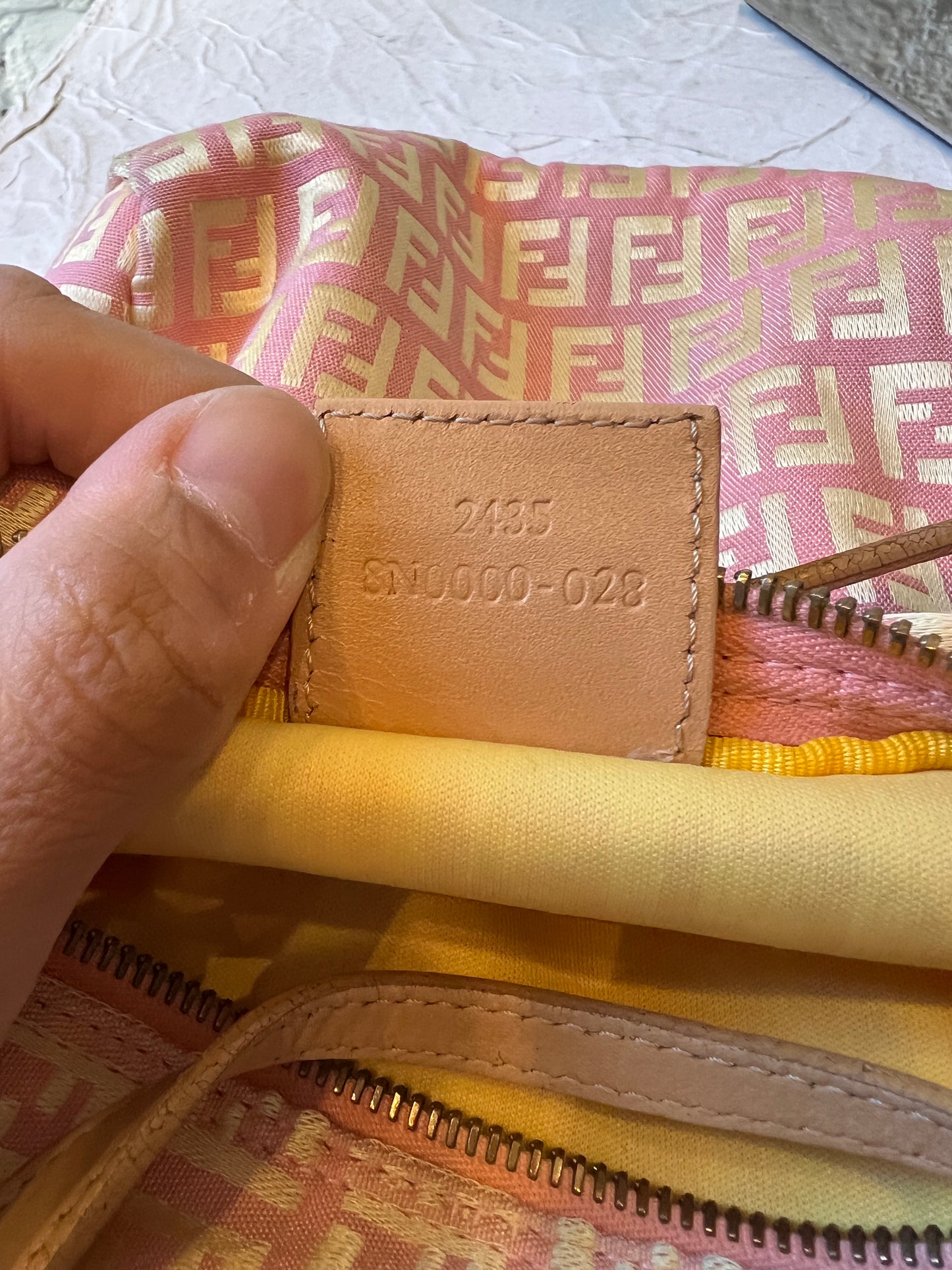 Fendi Zucchino Handle Bag in Pink/Gold