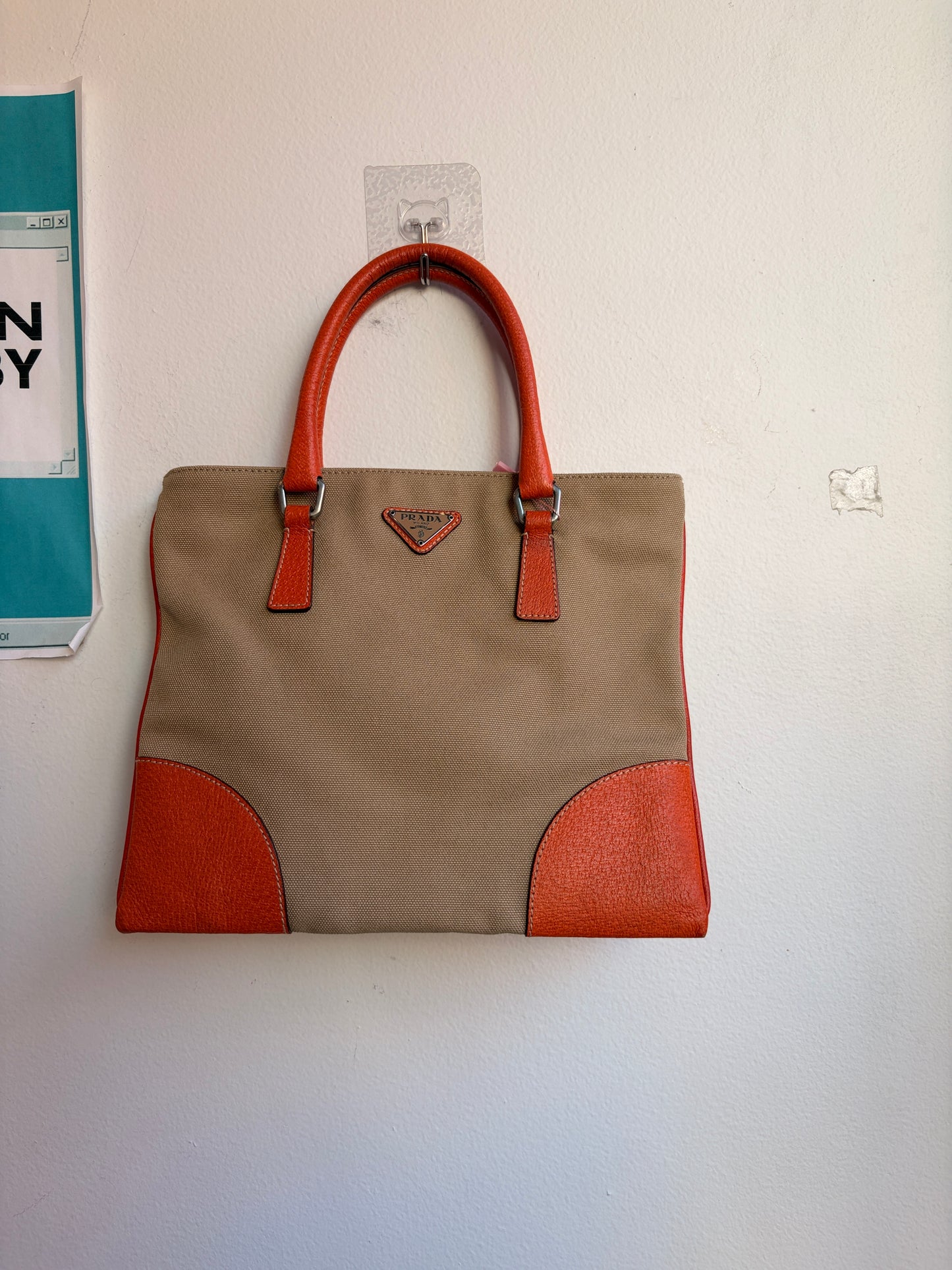 Prada Orange Canvas Mini Tote