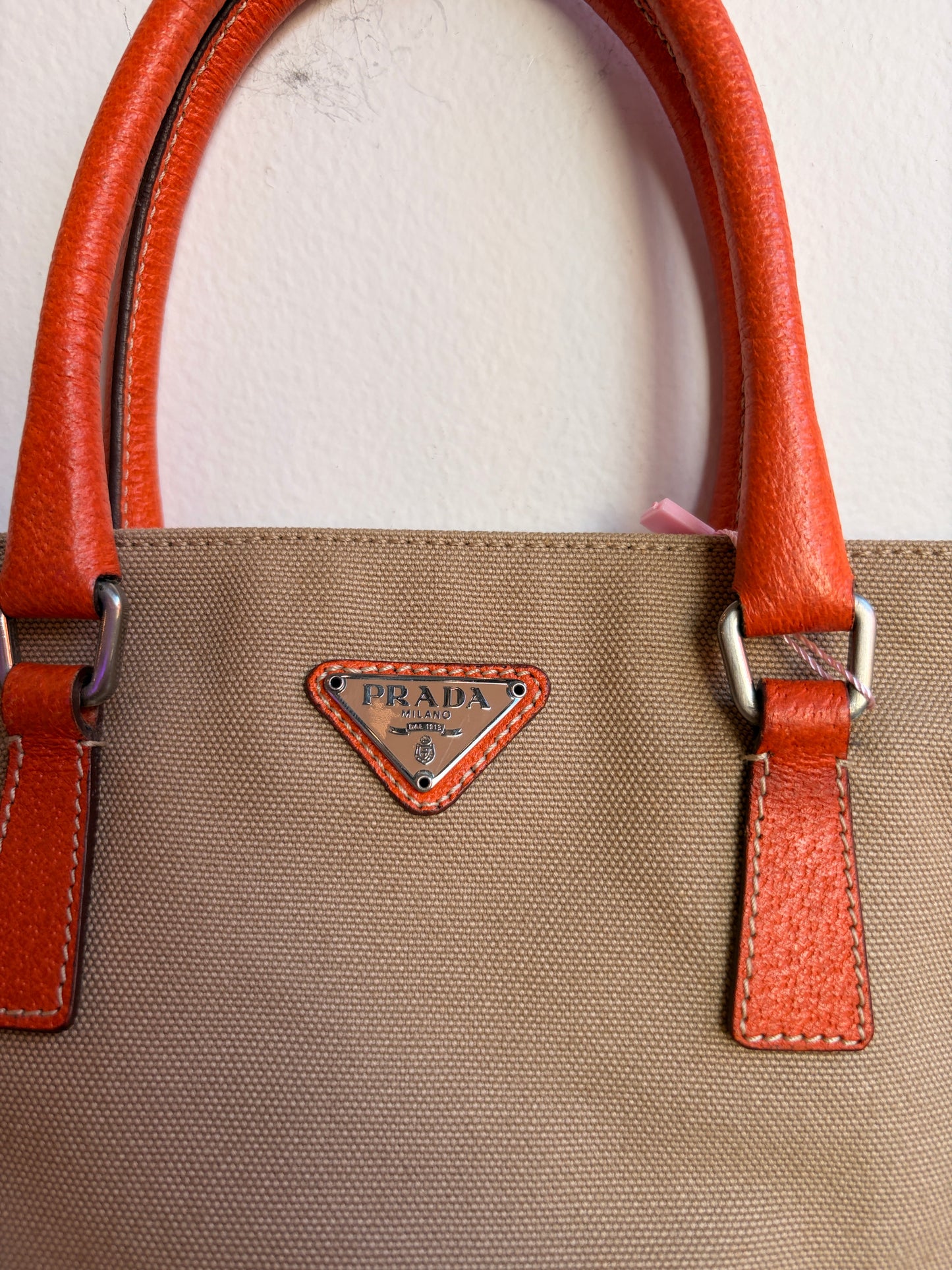 Prada Orange Canvas Mini Tote