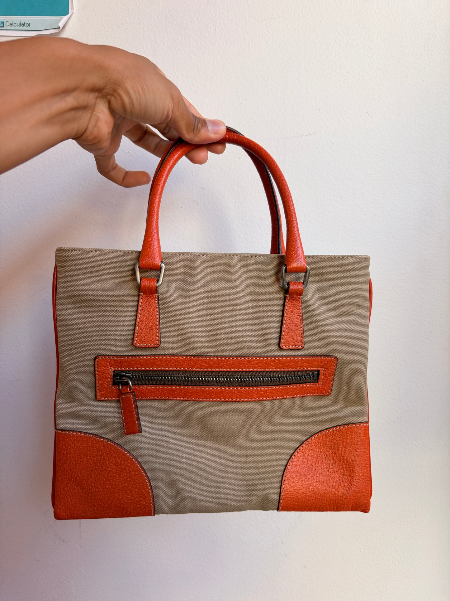 Prada Orange Canvas Mini Tote