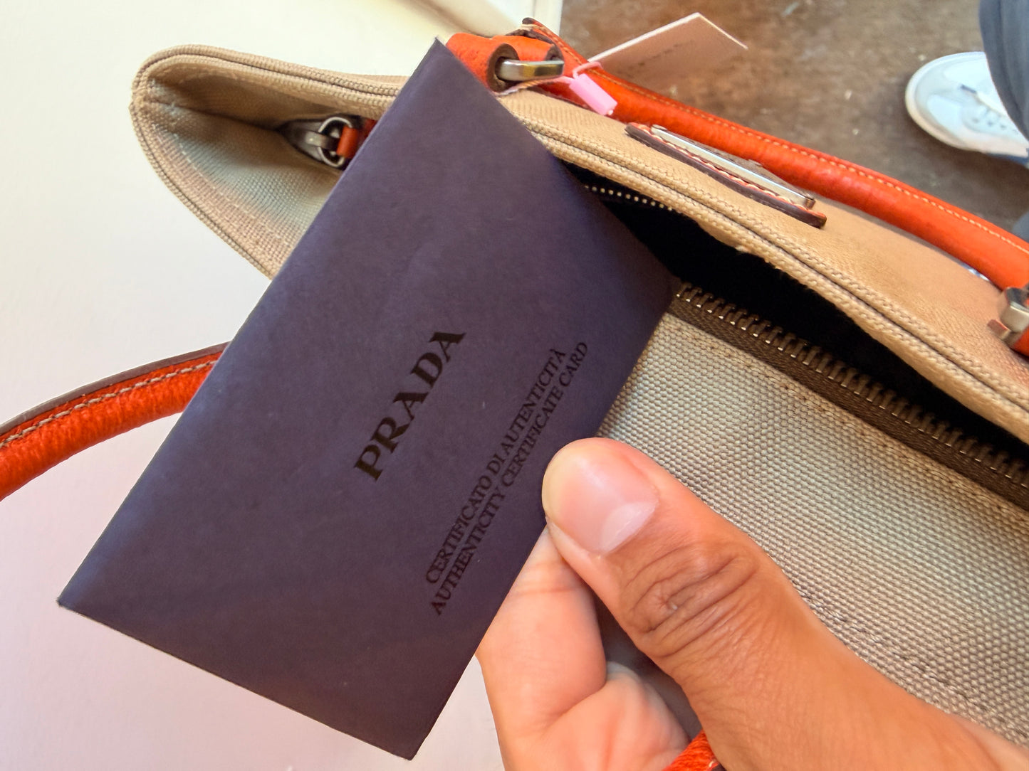 Prada Orange Canvas Mini Tote