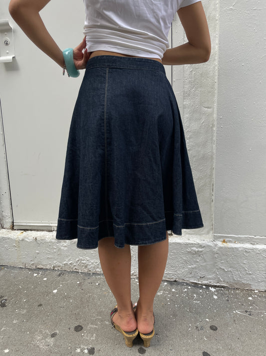 Burberry Y2K Blue Denim Midi Skirt
